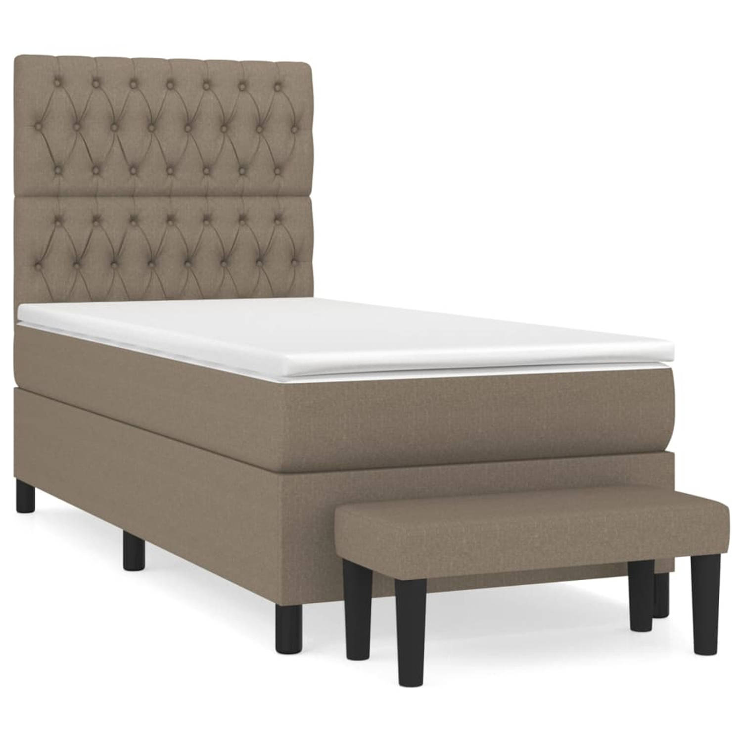 The Living Store Boxspring met matras stof taupe 100x200 cm - Boxspring - Boxsprings - Pocketveringbed - Bed - Slaapmeubel - Boxspringbed - Boxspring Bed - Eenpersoonsbed - Bed Met