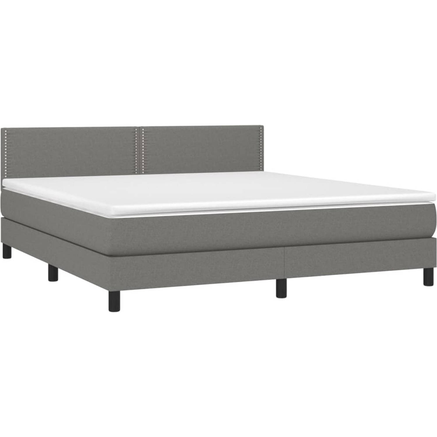 The Living Store Boxspringbed - Comfort - Bed - 203x180x78/88 cm - Donkergrijs