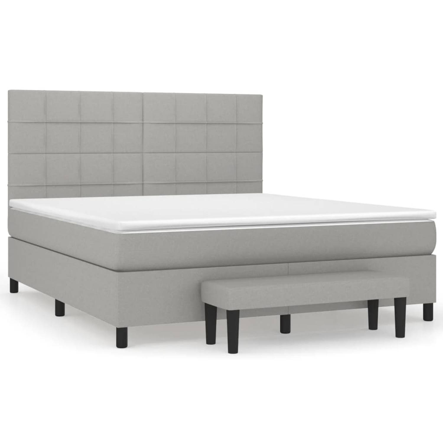 The Living Store Boxspring met matras stof lichtgrijs 180x200 cm - Bed