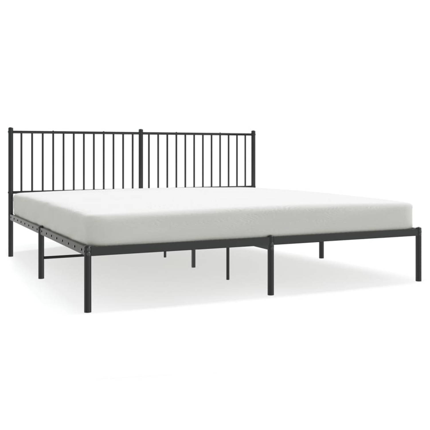 The Living Store Bedframe met hoofdbord metaal zwart 193x203 cm - Bed