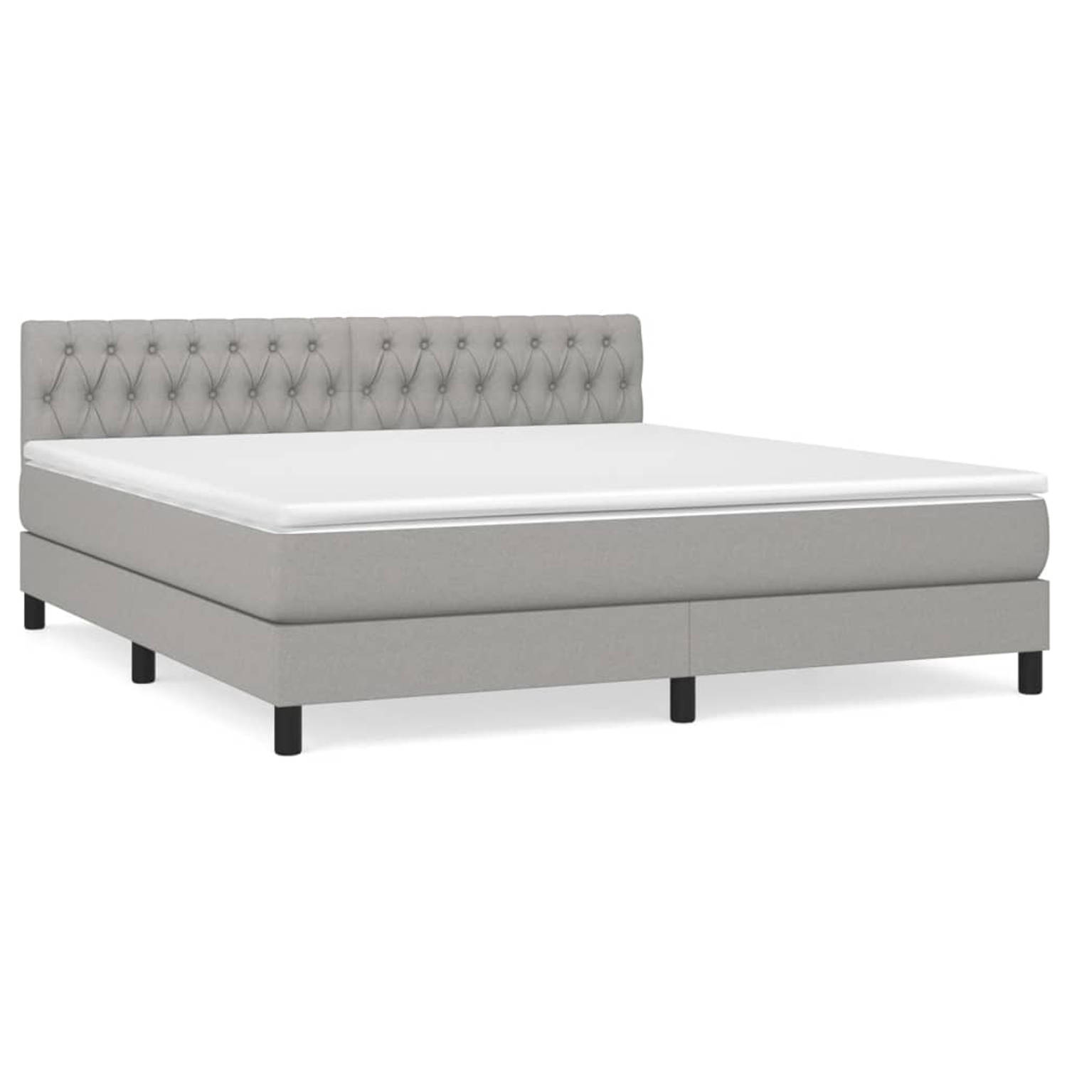 The Living Store Boxspring met matras stof lichtgrijs 180x200 cm - Boxspring - Boxsprings - Bed - Slaapmeubel - Boxspringbed - Boxspring Bed - Tweepersoonsbed - Bed Met Matras - Be