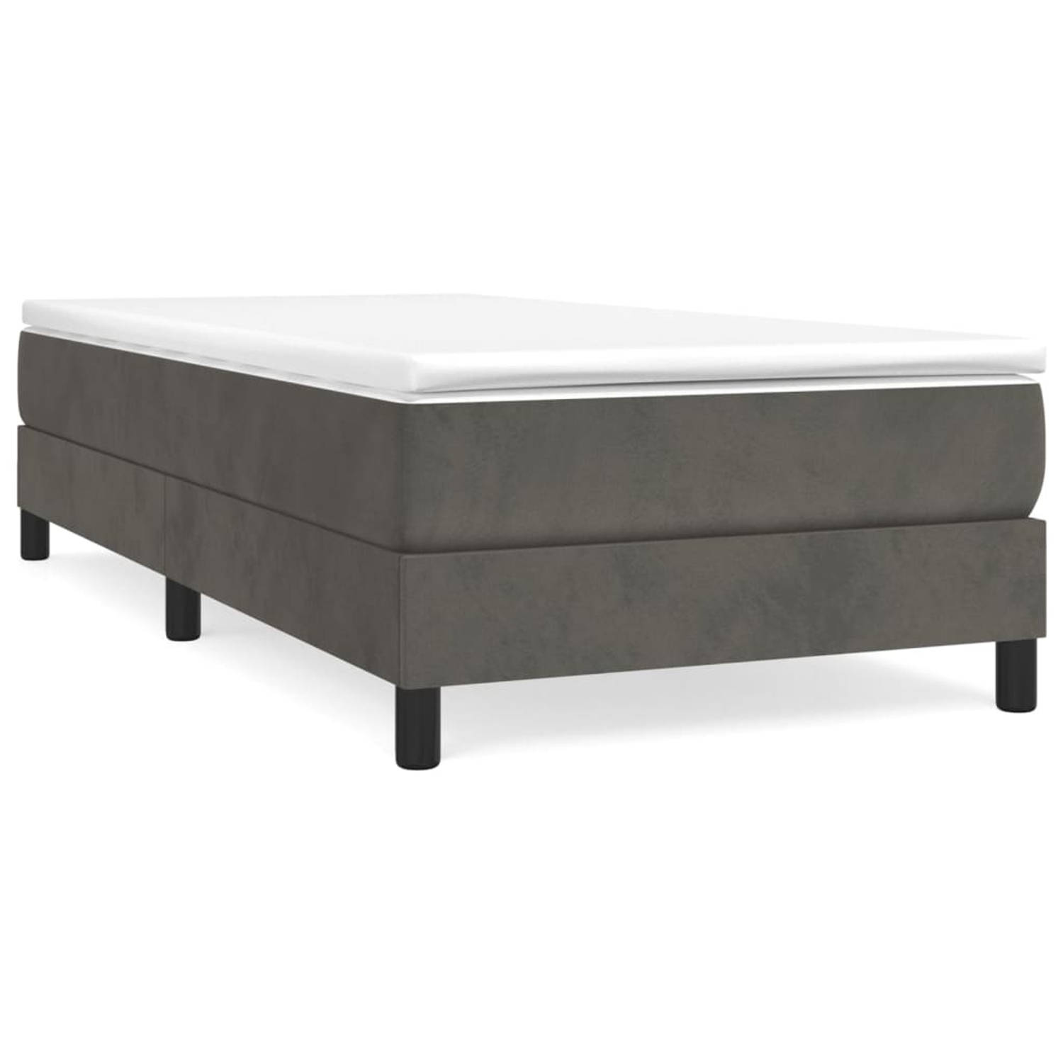 The Living Store Boxspringframe fluweel donkergrijs 80x200 cm - Bed