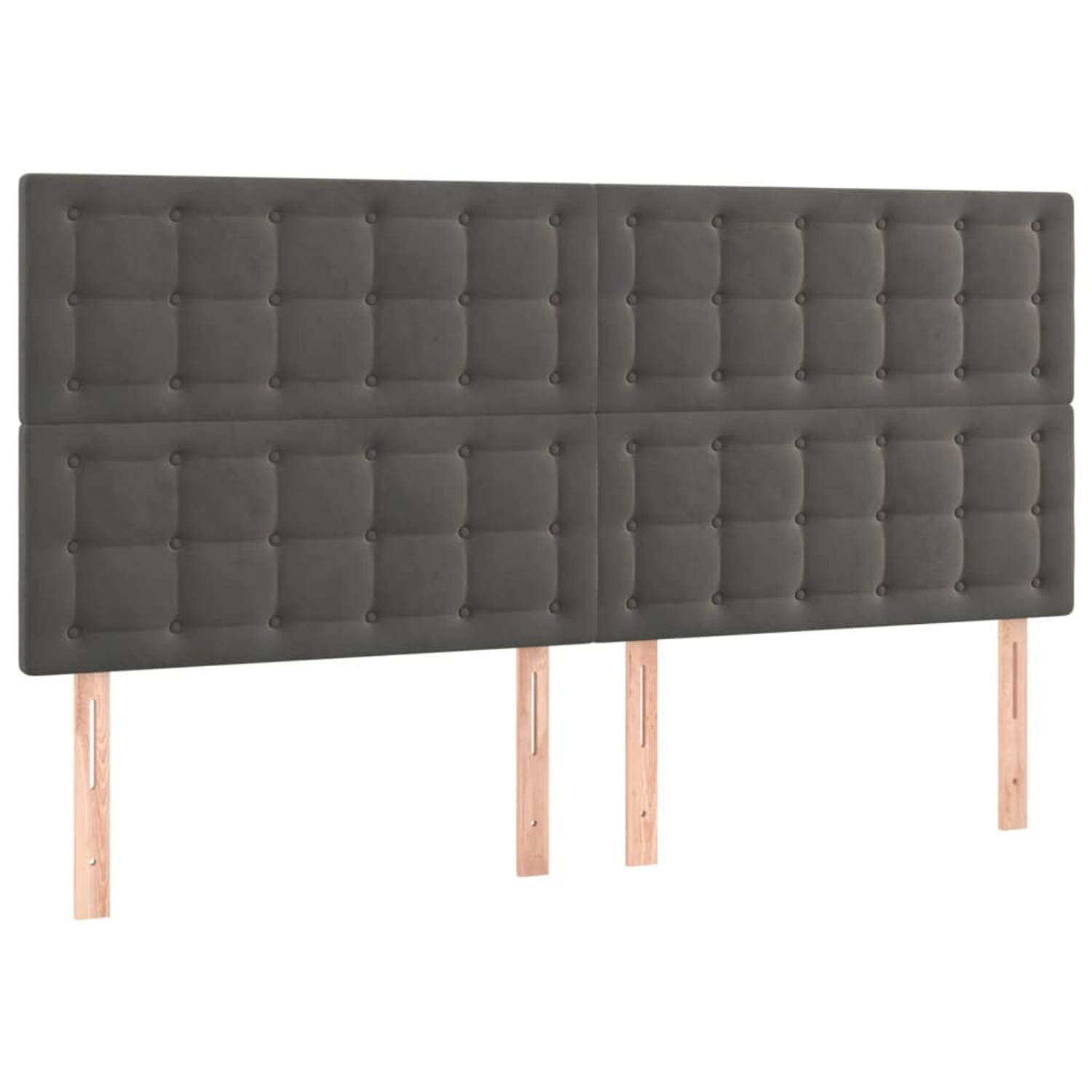 The Living Store Hoofdbord - Hoofdeind - Donkergrijs - 160x5x118/128cm - Fluweel