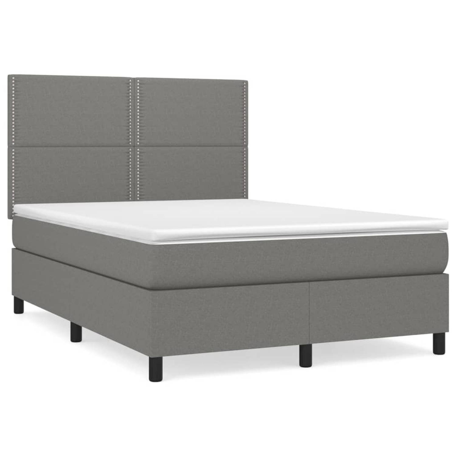 The Living Store Boxspring met matras stof donkergrijs 140x190 cm - Boxspring - Boxsprings - Bed - Slaapmeubel - Boxspringbed - Boxspring Bed - Tweepersoonsbed - Bed Met Matras - B