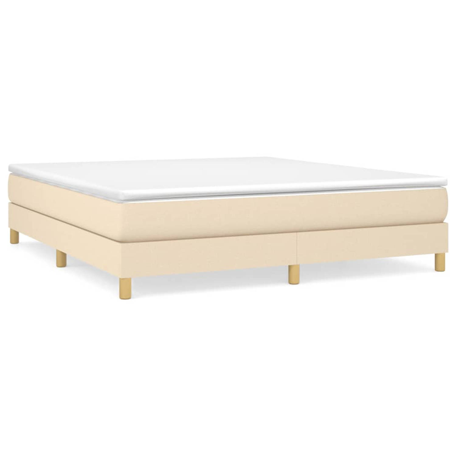 The Living Store Boxspringframe stof crèmekleurig 180x200 cm - Boxspringframe - Boxspringframes - Bed - Ledikant - Slaapmeubel - Bedframe - Bedbodem - Tweepersoonsbed - Boxspring -