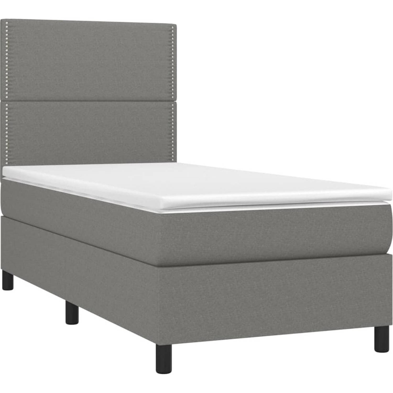 The Living Store Boxspringbed - donkergrijs - 90 x 190 cm - duurzaam