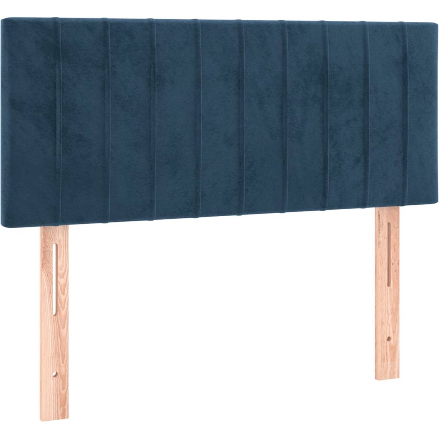 The Living Store Boxspringbed - Donkerblauw - 193 x 90 x 78/88 cm - Fluweel - Pocketvering - Middelharde ondersteuning - Huidvriendelijk