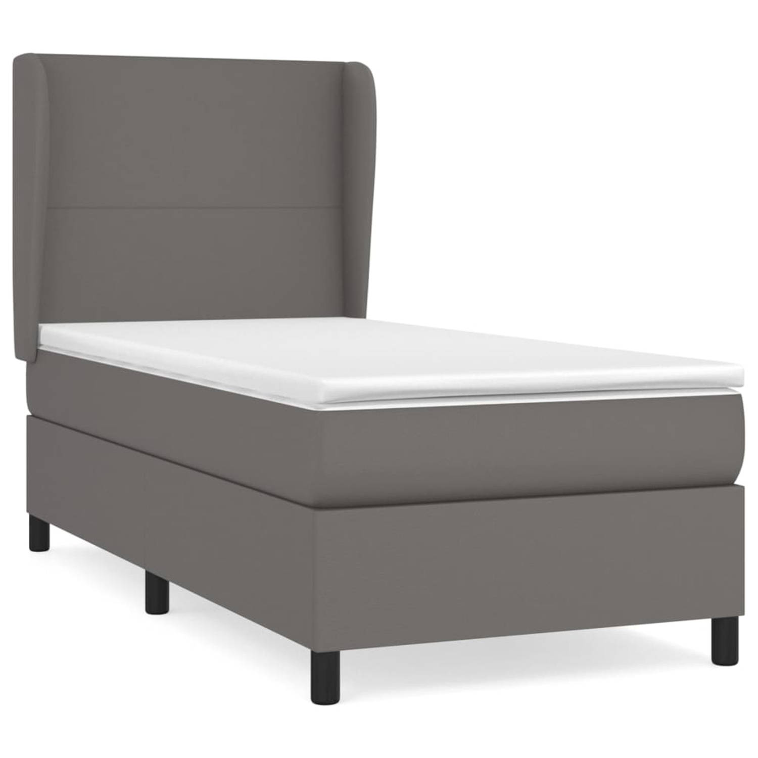 The Living Store Boxspring met matras kunstleer grijs 90x190 cm - Boxspring - Boxsprings - Bed - Slaapmeubel - Boxspringbed - Boxspring Bed - Tweepersoonsbed - Bed Met Matras - Bed