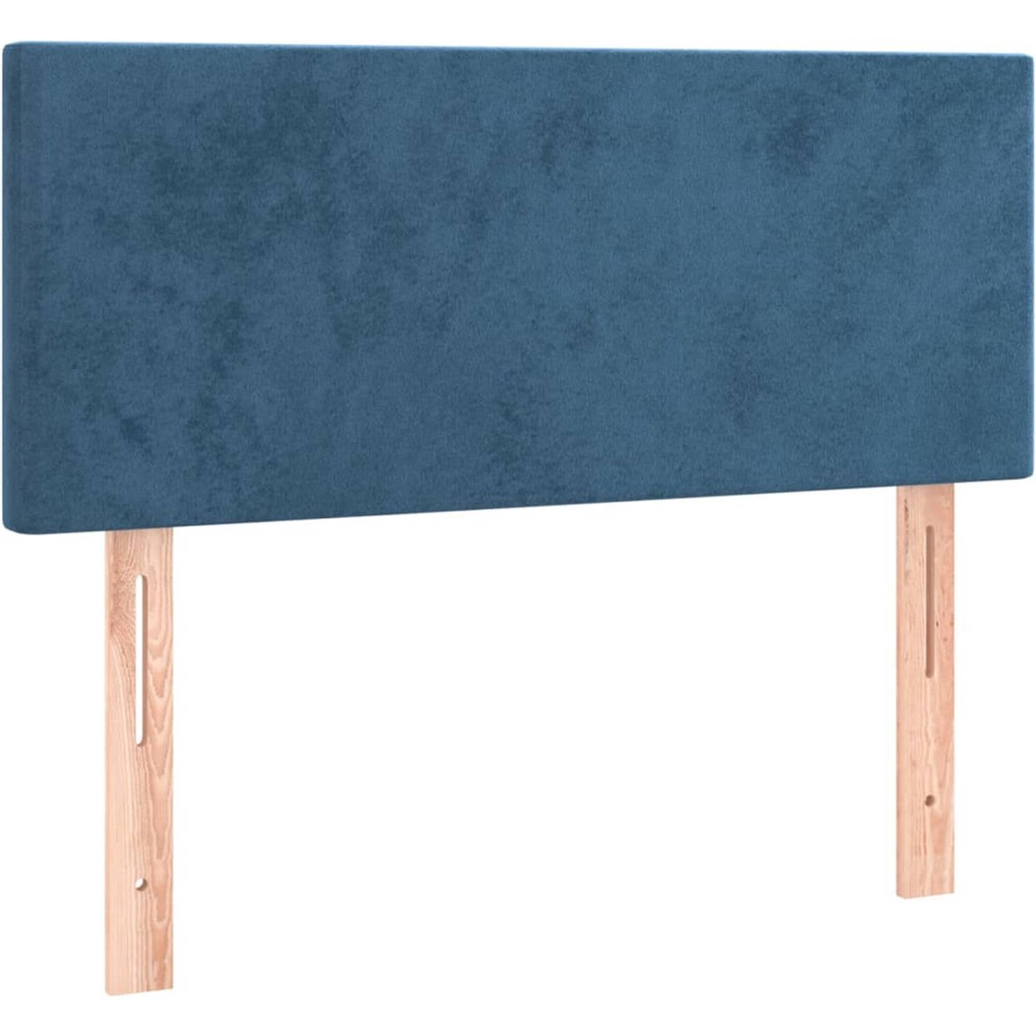 The Living Store Boxspring - Donkerblauw Fluweel - 203x120x78/88 cm - LED