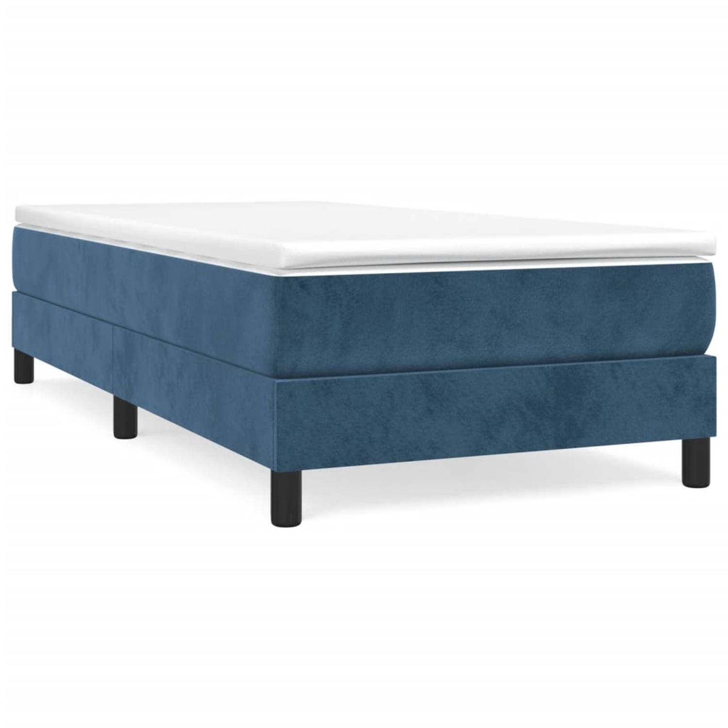The Living Store Boxspringframe fluweel donkerblauw 80x200 cm - Bed