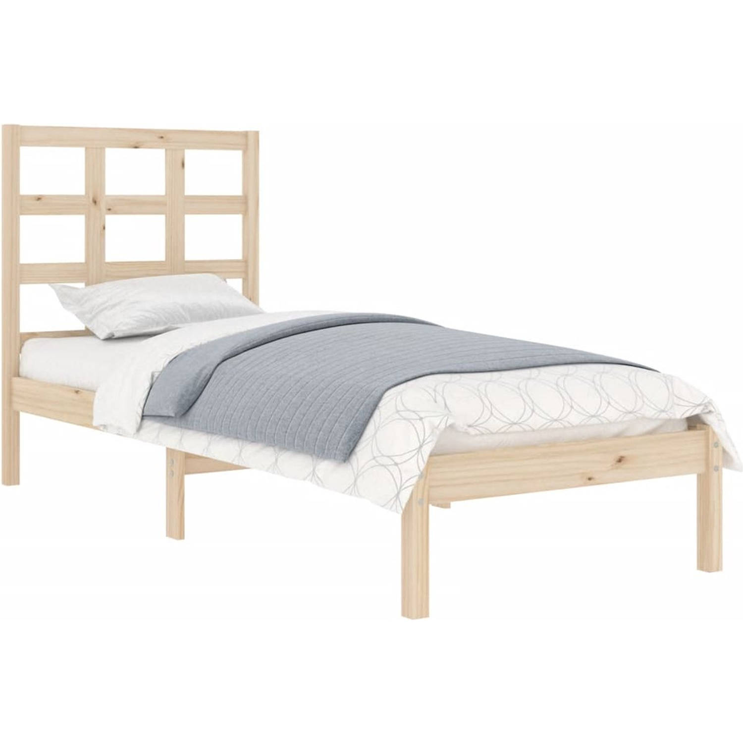 The Living Store Bedframe Solide Grenenhout - 195.5 x 95.5 x 31 cm - Met Multiplex Lattenbodem - Geschikt voor Matras 90 x 190 cm - The Living Store