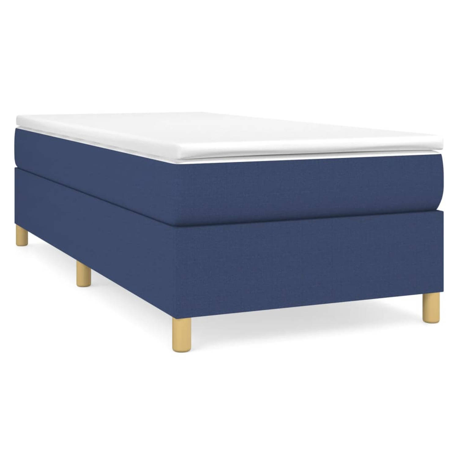 The Living Store Boxspringframe stof blauw 90x200 cm - Boxspringframe - Boxspringframes - Bed - Ledikant - Slaapmeubel - Bedframe - Bedbodem - Eenpersoonsbed - Boxspring - Bedden -