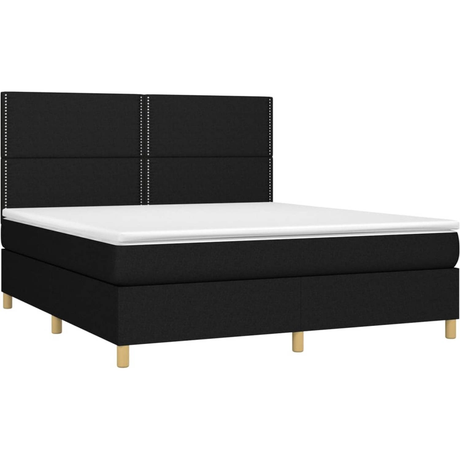 The Living Store Boxspringbed - - Bed - 203 x 180 x 118/128 cm - Zwart