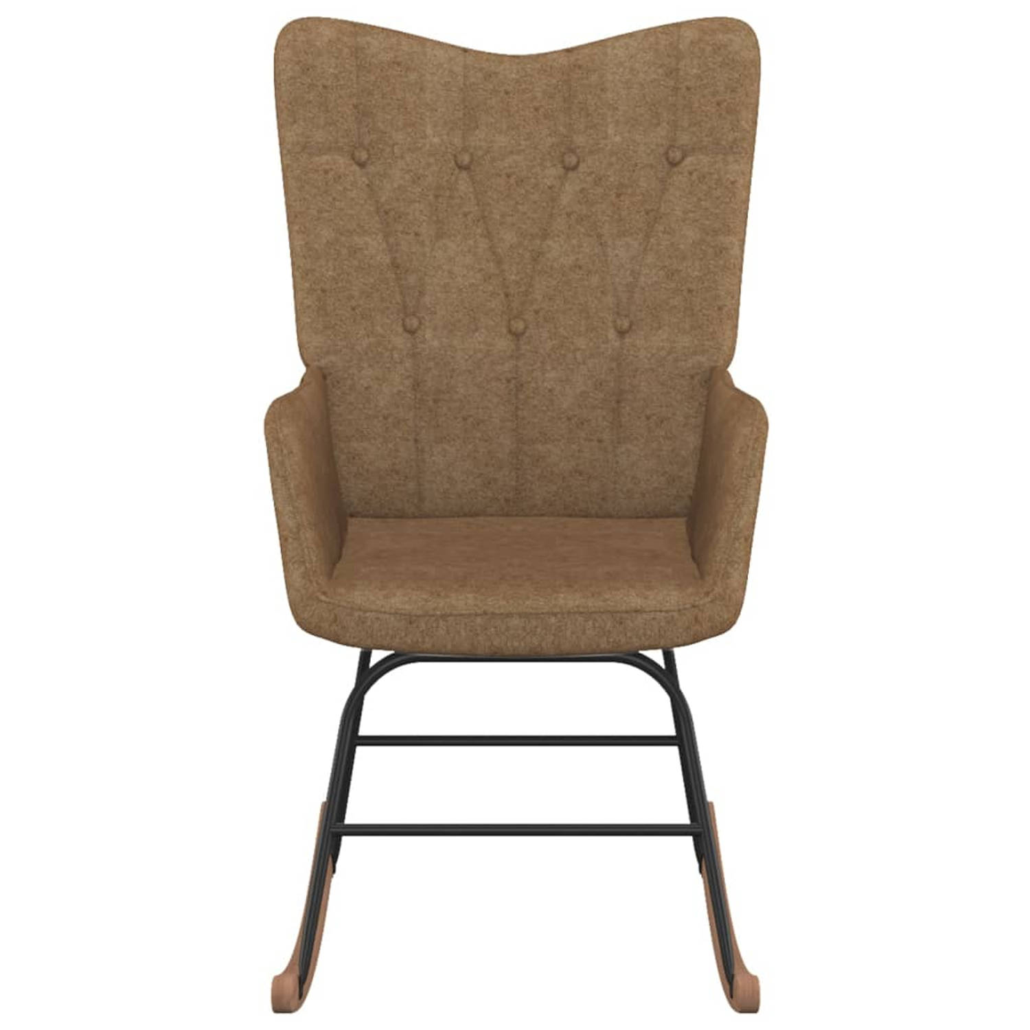 The Living Store Schommelfauteuil - taupe - 61 x 78 x 98 cm - Stof/Rubberwood/Staal