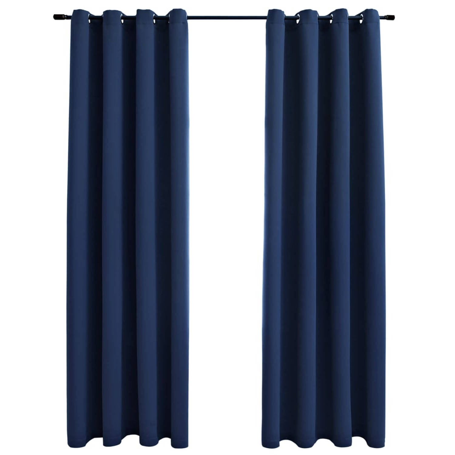 The Living Store Gordijnen Polyester Blauw 140 x 245 cm (B x H) Metalen ringen