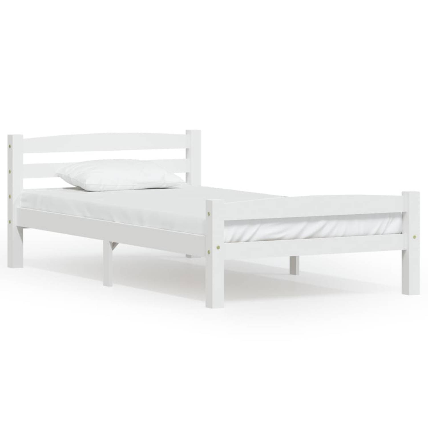 The Living Store Bedframe massief grenenhout wit 90x200 cm - Bedframe - Bedframe - Bed Frame - Bed Frames - Bed - Bedden - 1-persoonsbed - 1-persoonsbedden - Eenpersoons Bed