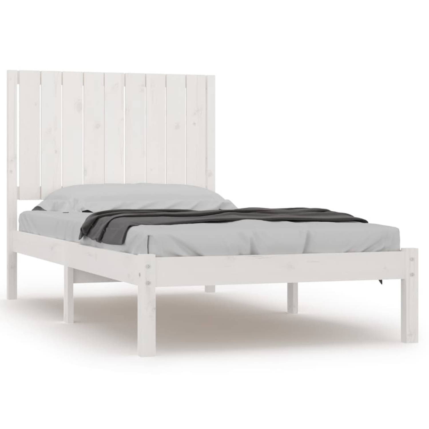 The Living Store Bedframe massief grenenhout wit 90x200 cm - Bedframe - Bedframes - Bed - Bedbodem - Ledikant - Bed Frame - Massief Houten Bedframe - Slaapmeubel - Eenpersoonsbed -