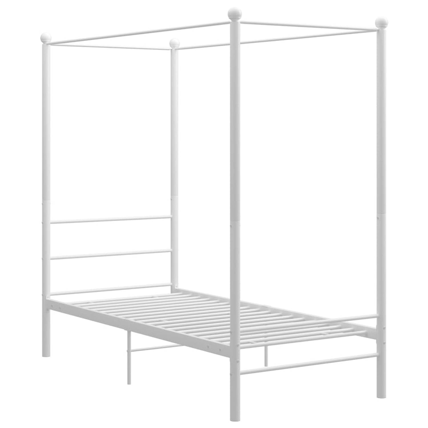 The Living Store Hemelbedframe metaal wit 90x200 cm - Bedframe - Bedframe - Bed Frame - Bed Frames - Bed - Bedden - Metalen Bedframe - Metalen Bedframes - 1-persoonsbed - 1