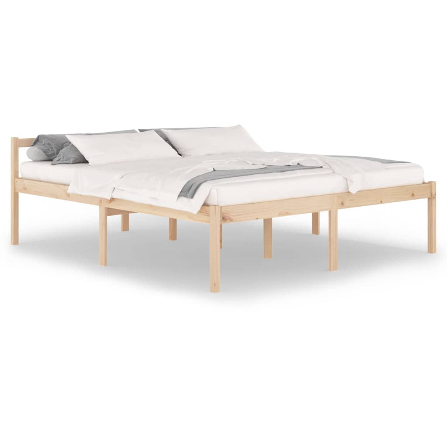 The Living Store Bedframe massief grenenhout 180x200 cm 6FT super king - Bedframe - Bedframes - Bed - Bedbodem - Ledikant - Bed Frame - Massief Houten Bedframe - Slaapmeubel - Twee