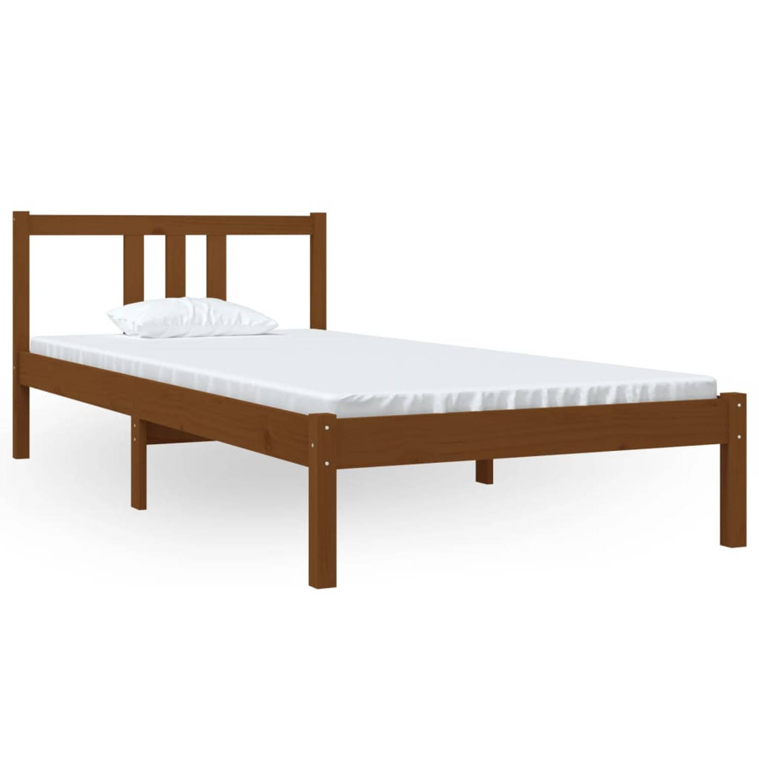 The Living Store Bedframe massief hout honingbruin 90x200 cm - Bedframe - Bedframes - Bed - Bedbodem - Ledikant - Bed Frame - Massief Houten Bedframe - Slaapmeubel - Eenpersoonsbed