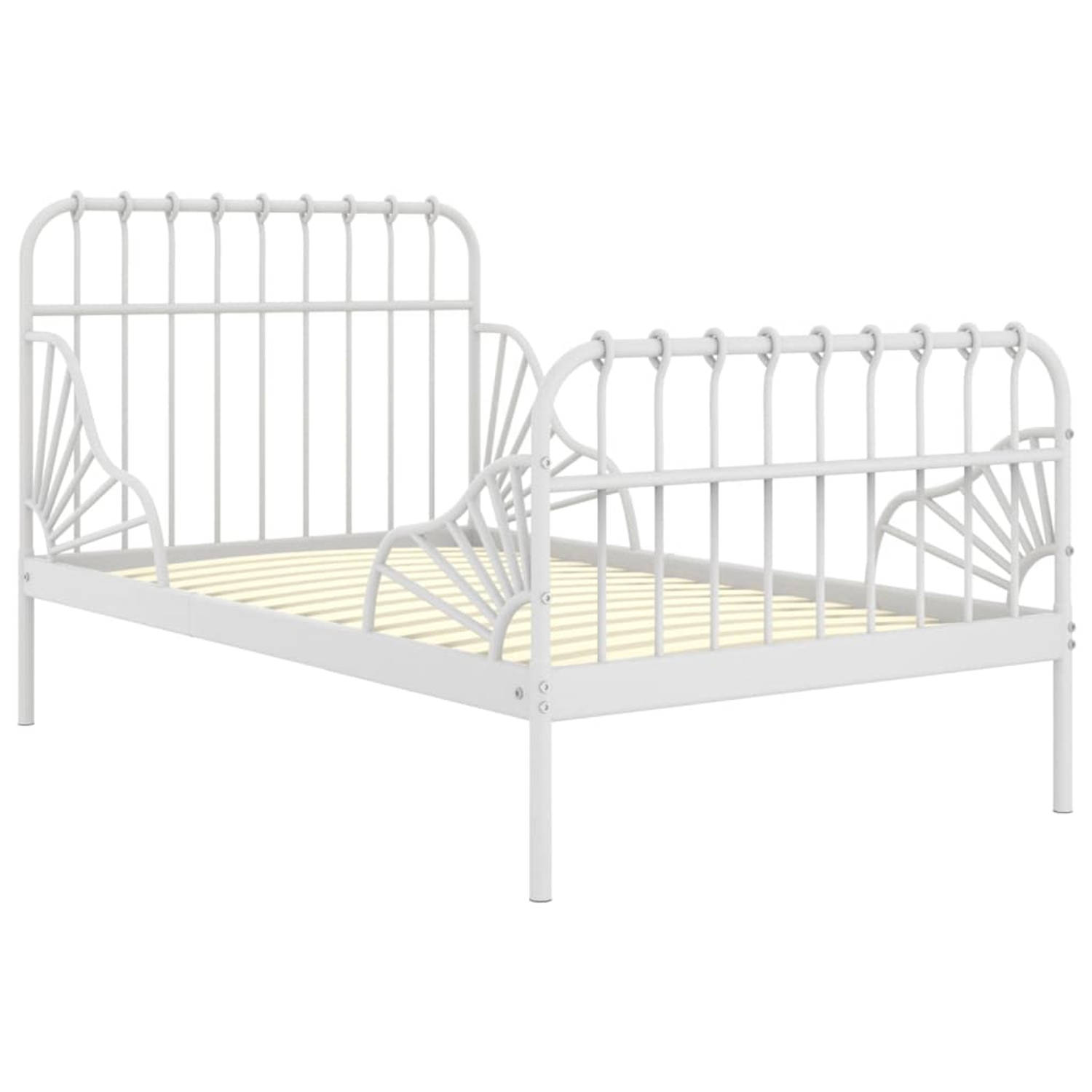 The Living Store Bedframe verlengbaar metaal wit 80x130/200 cm - Verlengbaar Bedframe - Verlengbare Bedframes - Bed - Bedden - Bedframe - Bedframes - Metalen Bedframe - Metalen Bed