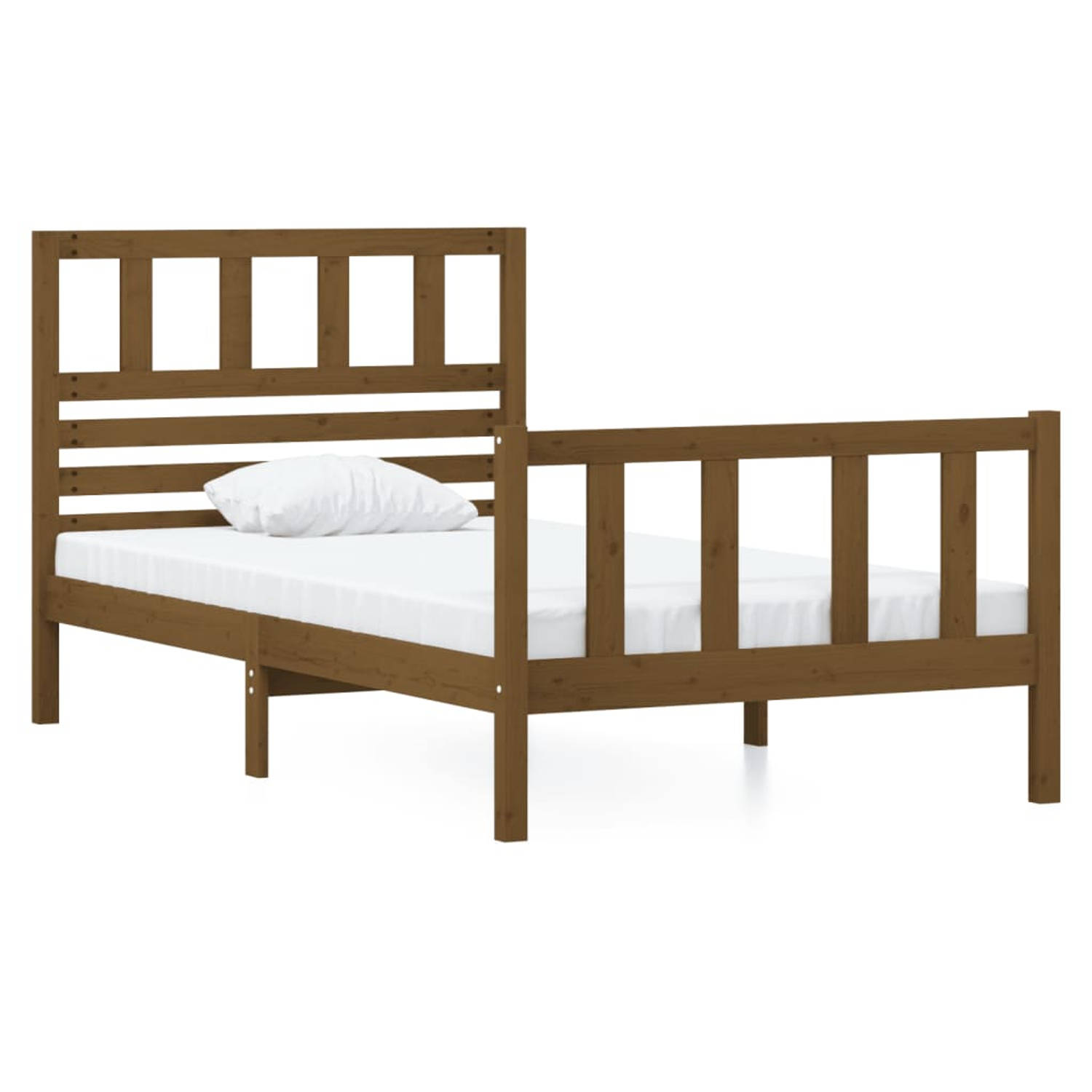 The Living Store Bedframe massief hout honingbruin 90x190 cm 3FT single - Bedframe - Bedframes - Eenpersoonsbed - Bed - Bedombouw - Frame - Bed Frame - Ledikant - Bedframe Met Hoof