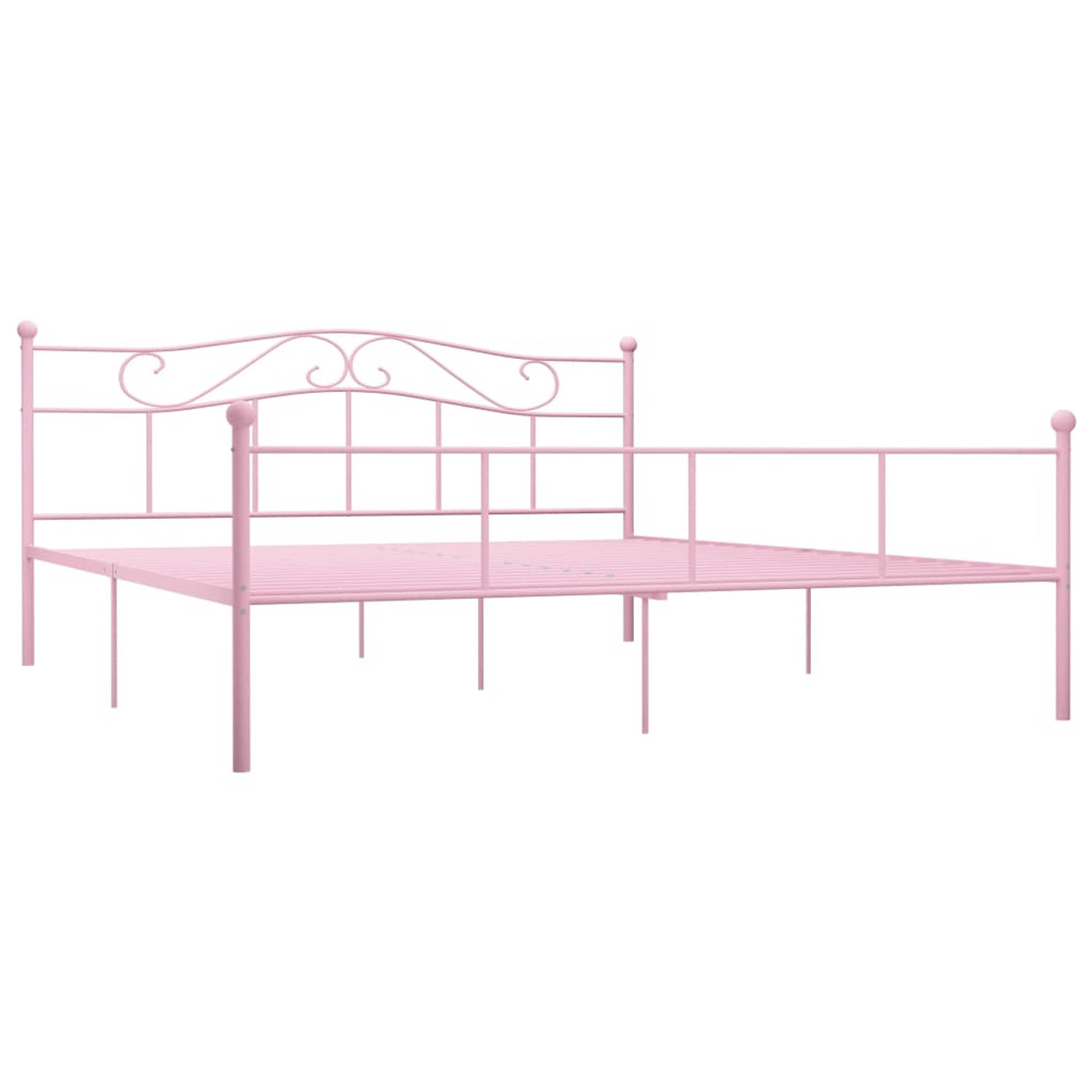 The Living Store Bedframe metaal roze 180x200 cm - Bed