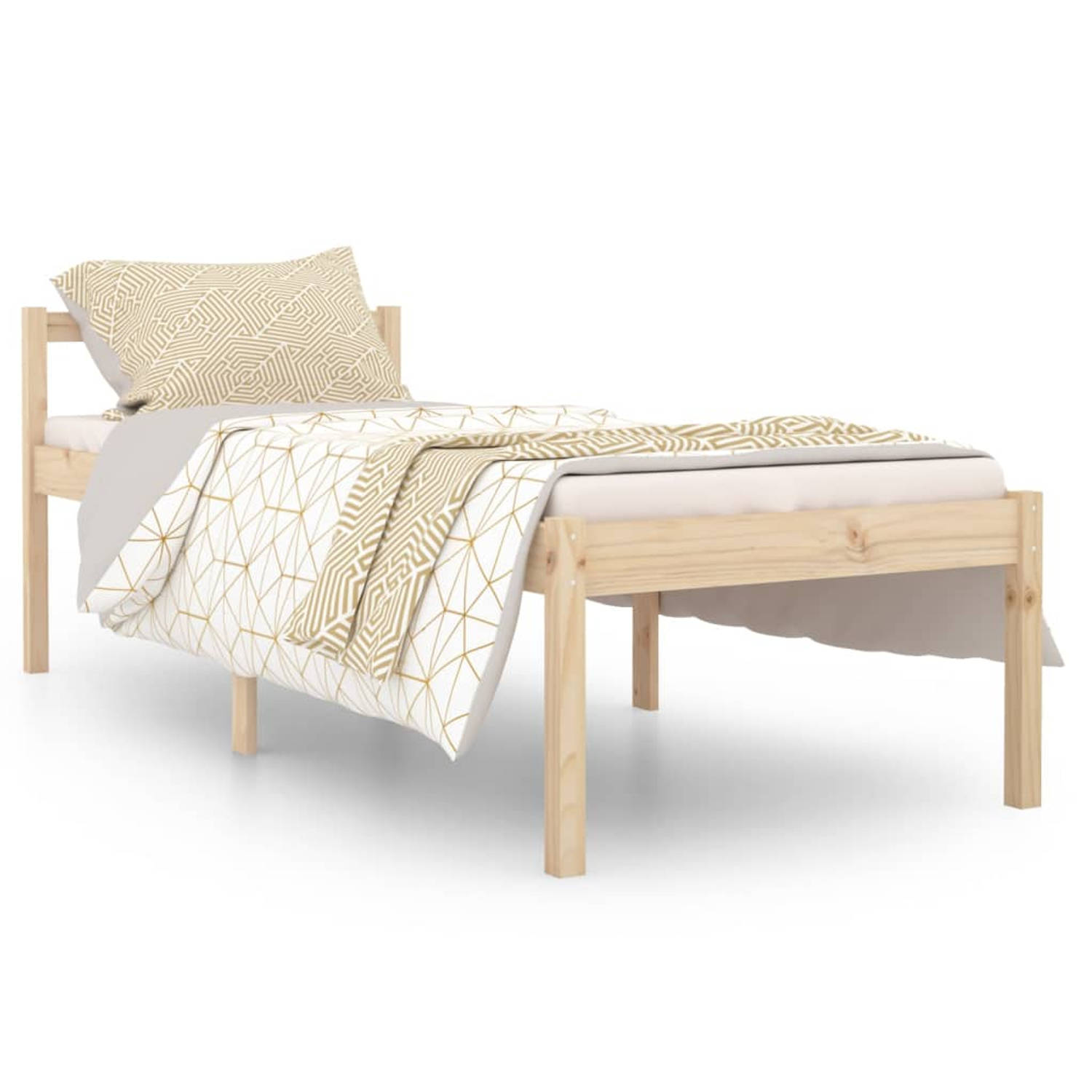 The Living Store Bedframe massief grenenhout 90x200 cm - Bedframe - Bedframes - Bed - Bedbodem - Ledikant - Bed Frame - Massief Houten Bedframe - Slaapmeubel - Eenpersoonsbed - Bed