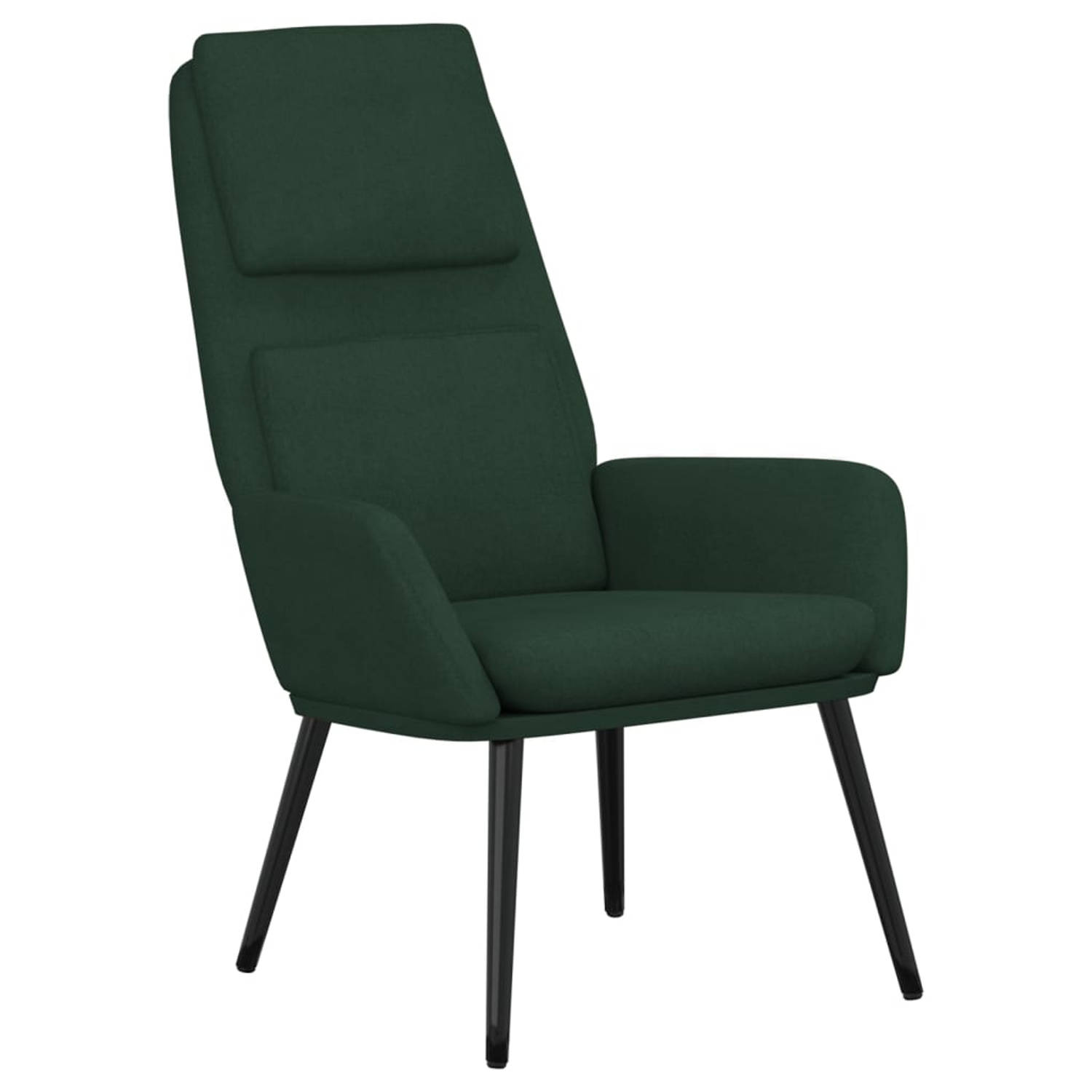 The Living Store Relaxstoel stof donkergoen - Fauteuil