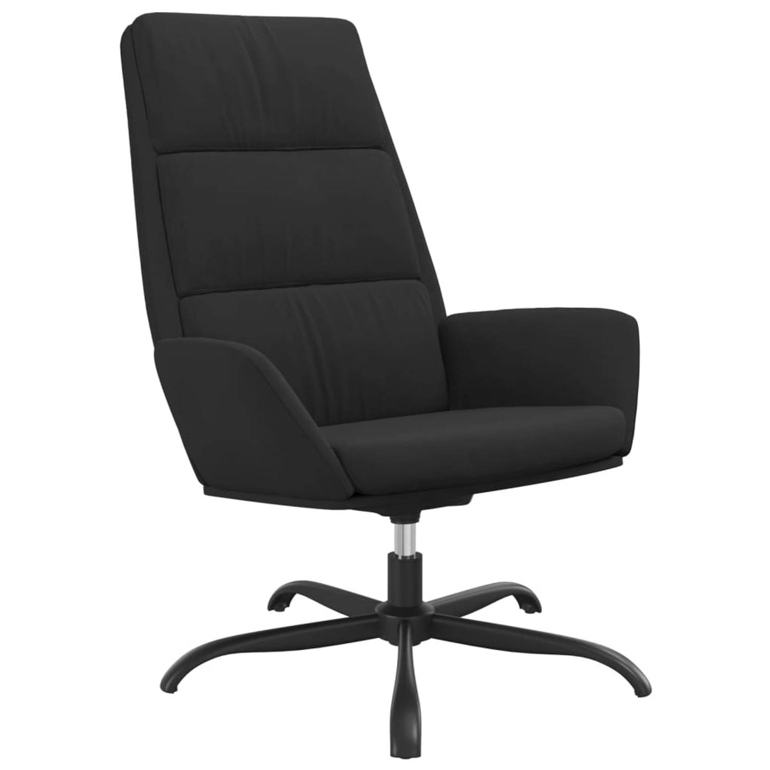 The Living Store Relaxstoel fluweel zwart - Fauteuil