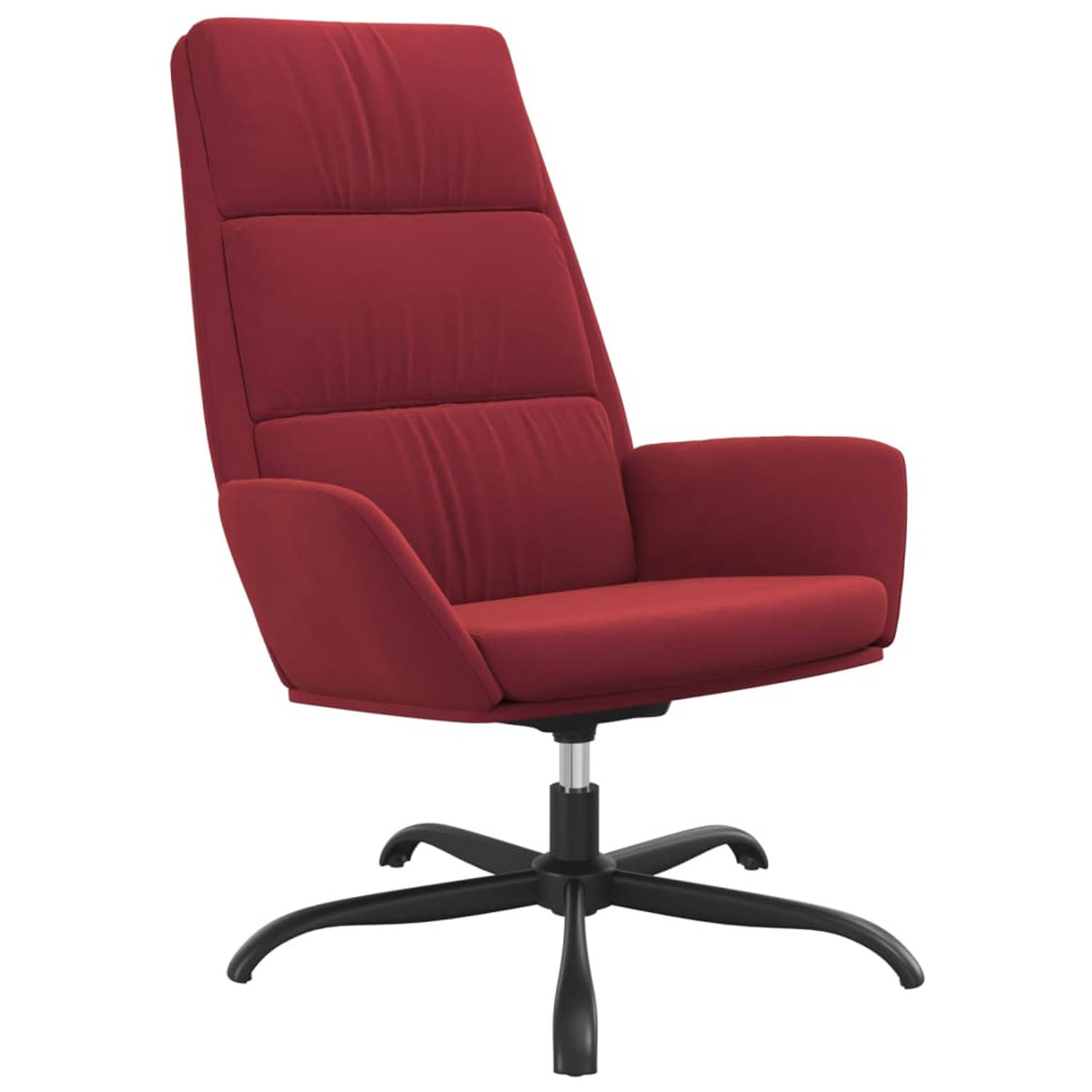 The Living Store Relaxstoel fluweel wijnrood - Fauteuil