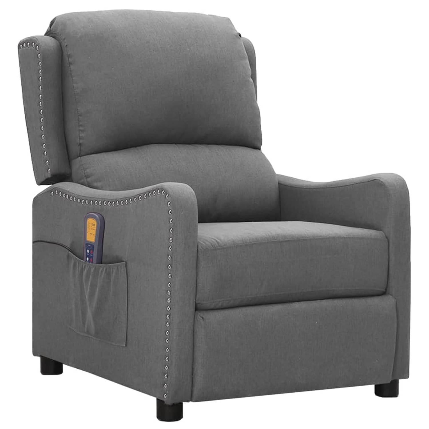 The Living Store Sta-op-massagestoel stof lichtgrijs - Fauteuil