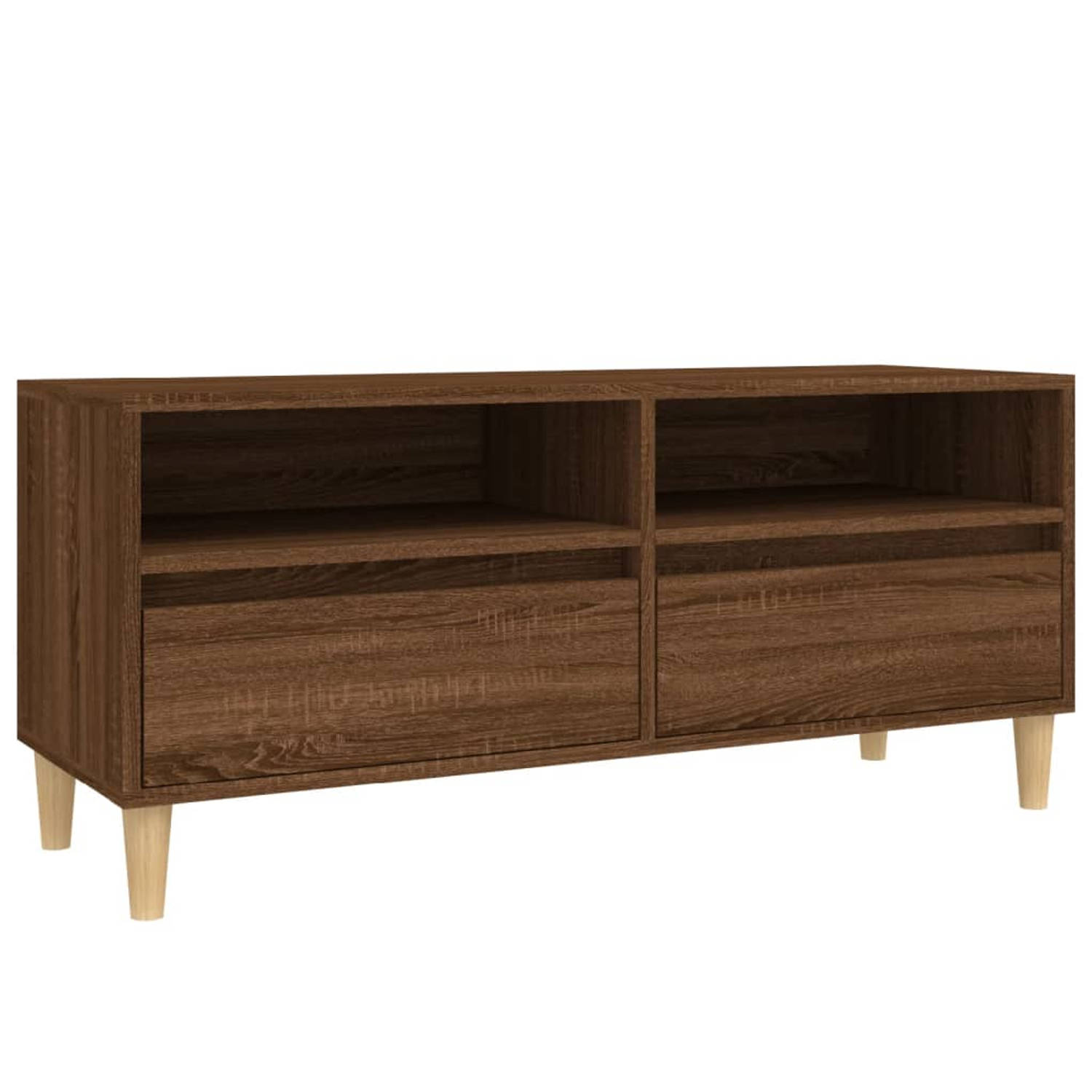 The Living Store Tv-meubel 100x34-5x44-5 cm bewerkt hout bruineikenkleurig - Kast
