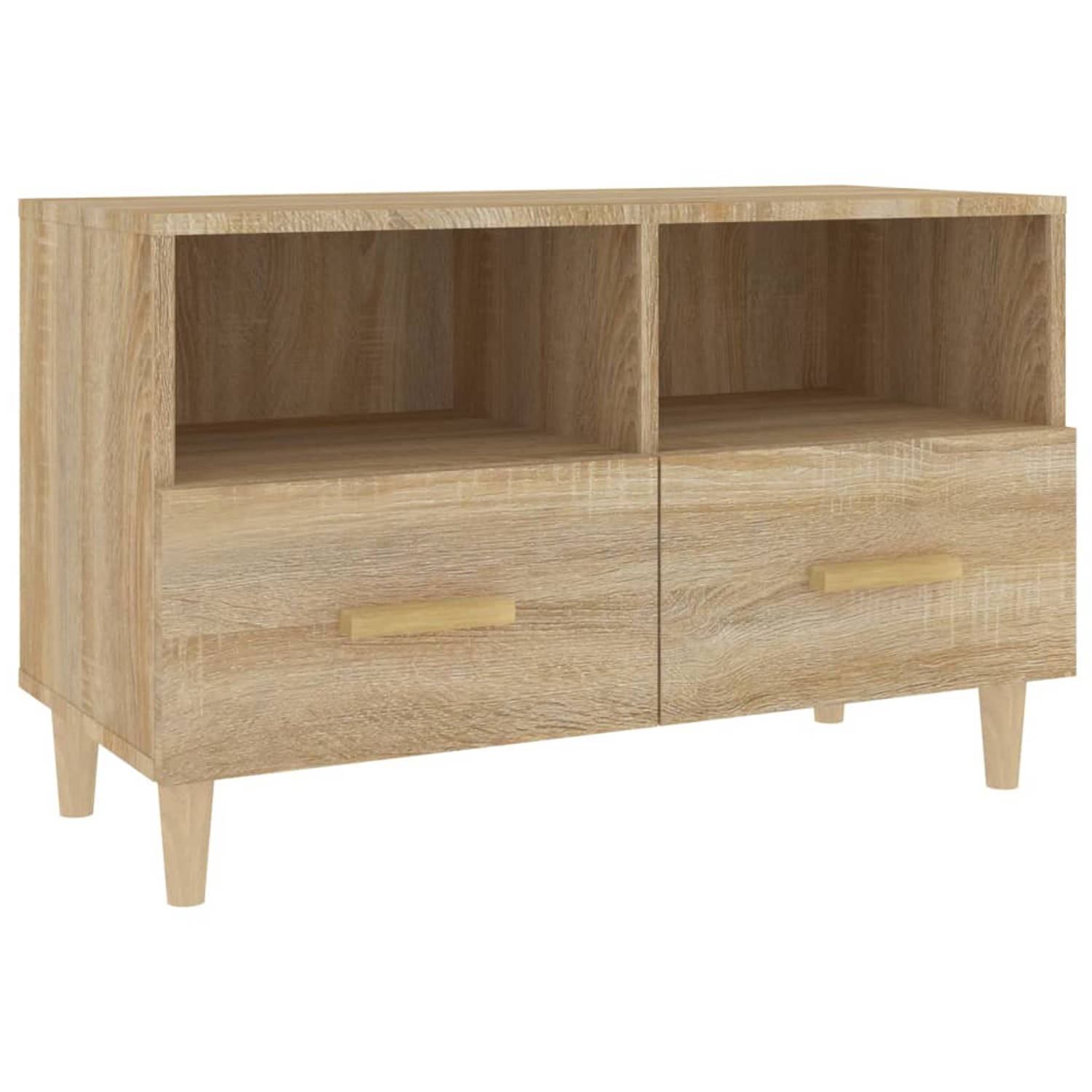 The Living Store Klassieke TV-meubel - 80 x 36 x 50 cm - Bewerkt hout - Sonoma eiken