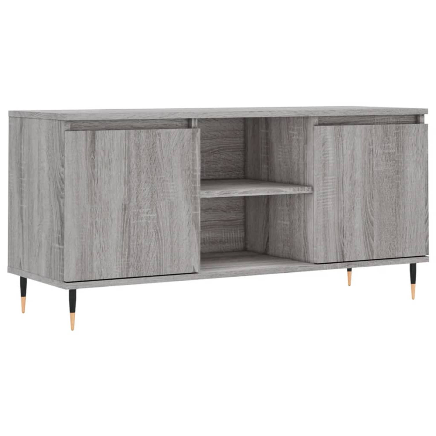 The Living Store Tv-meubel 104x35x50 cm bewerkt hout grijs sonoma eikenkleurig - Kast