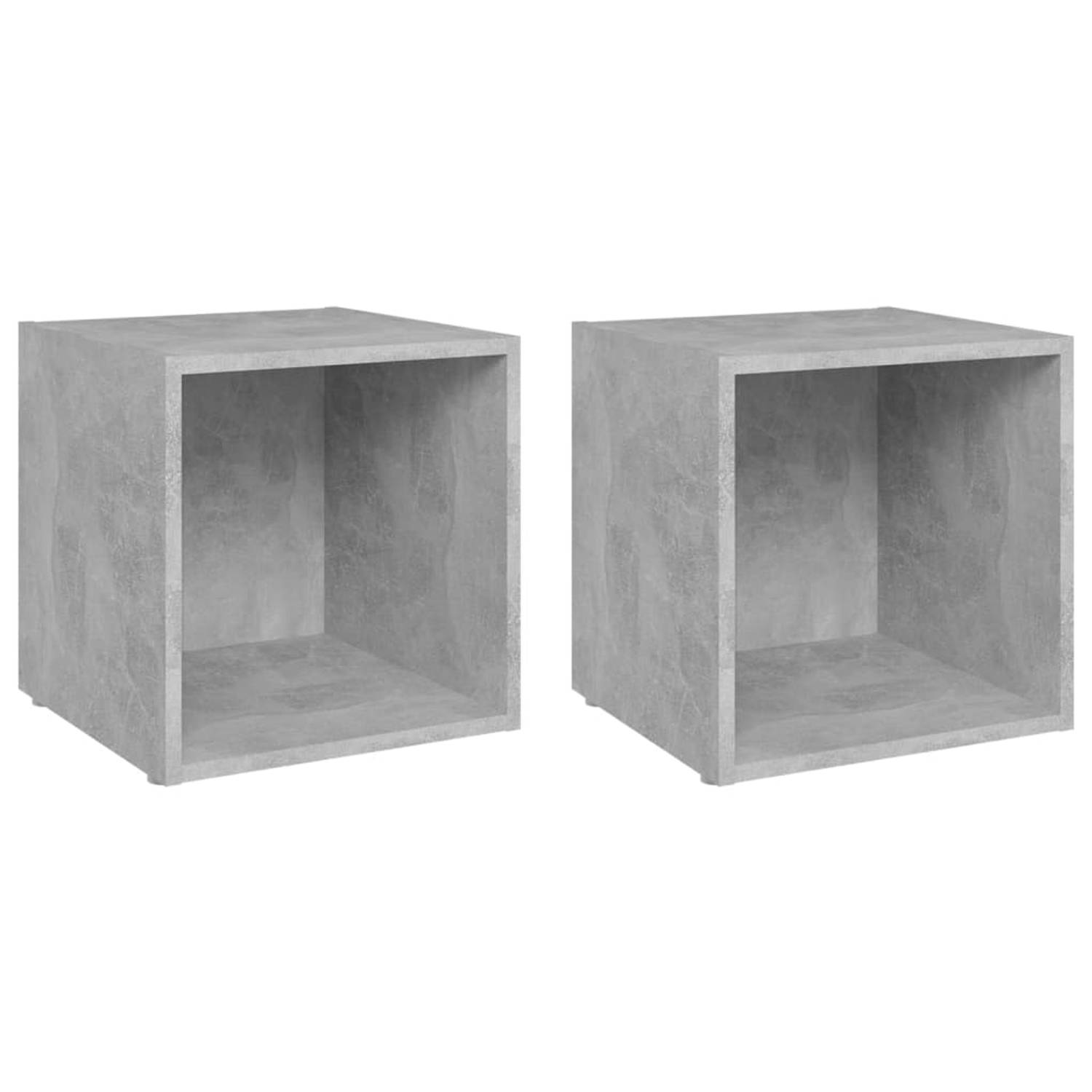 The Living Store Tv-meubelen 2 st 37x35x37 cm spaanplaat betongrijs - Kast