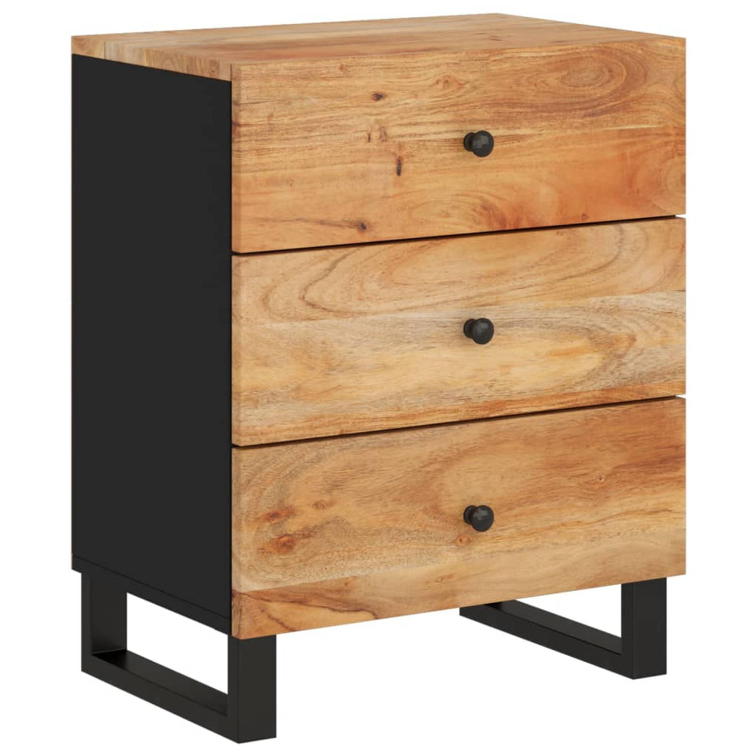 The Living Store Nachtkastje 50x33x62 cm massief acaciahout en bewerkt hout - Kast