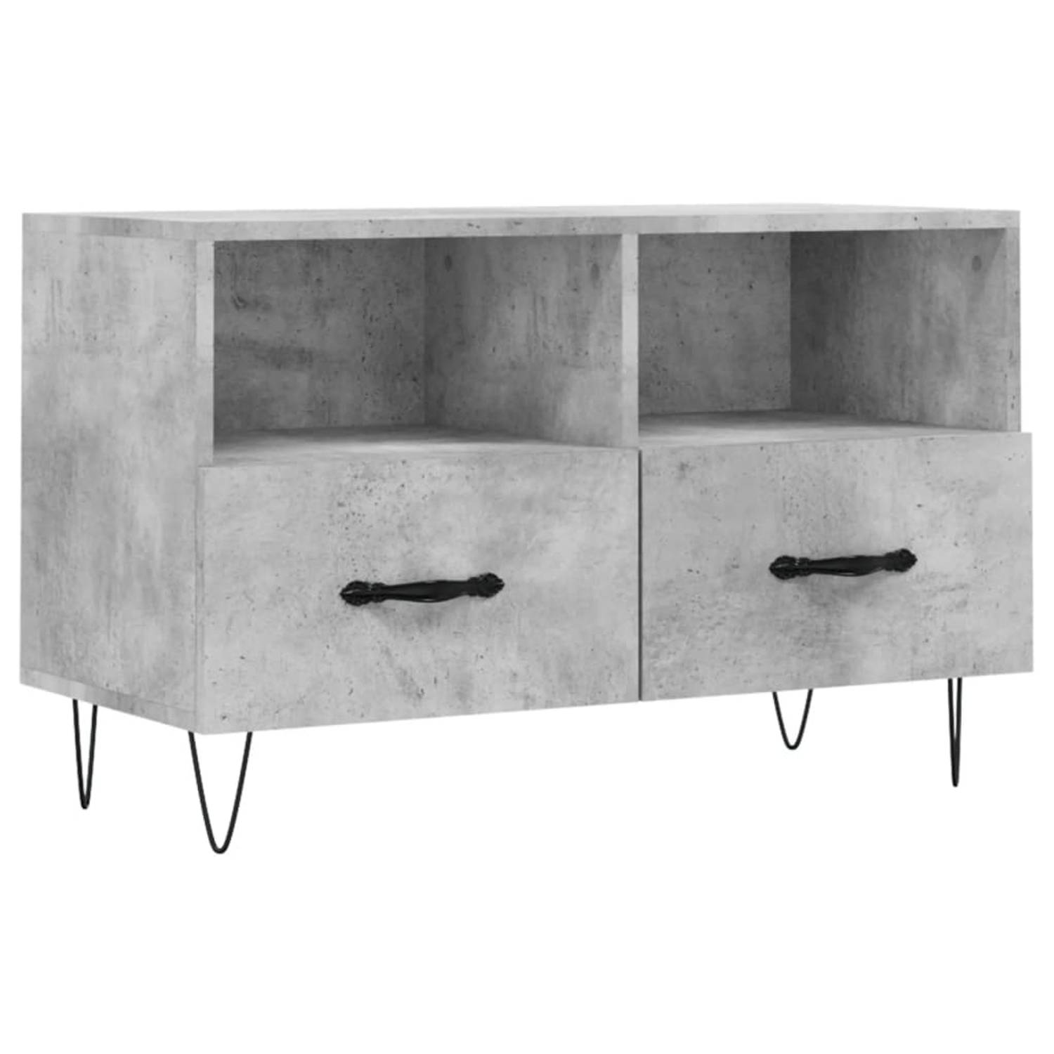 The Living Store Tv-meubel 80x36x50 cm bewerkt hout betongrijs - Kast