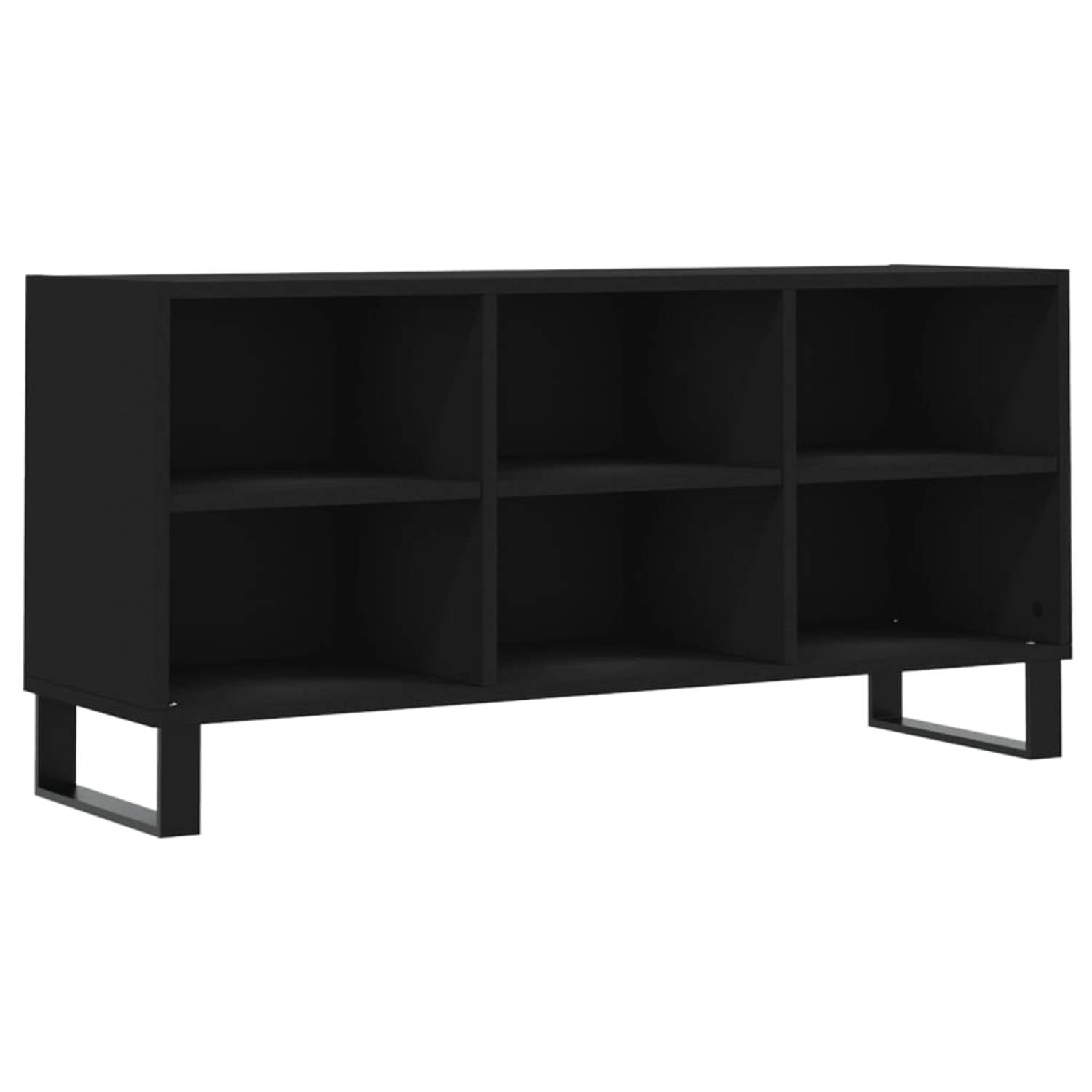 The Living Store Tv-meubel 103-5x30x50 cm bewerkt hout zwart - Kast