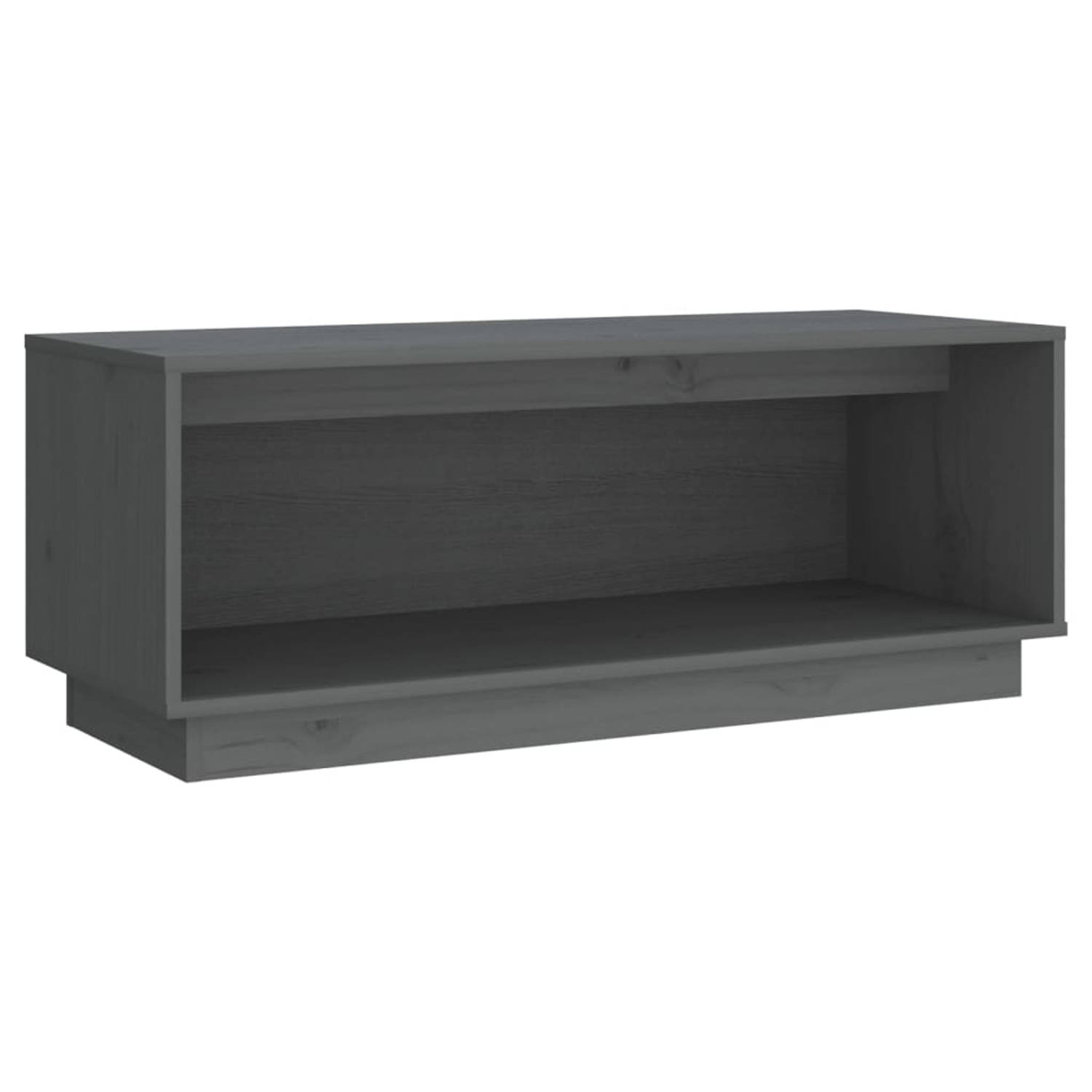 The Living Store TV-meubel - Grenenhout - 90 x 35 x 35 cm - Grijs - Zwevende stijl