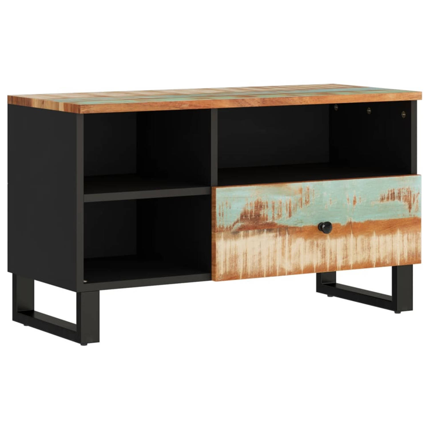 The Living Store Tv-meubel 80x33x46 cm massief hergebruikt hout en bewerkt hout - Kast