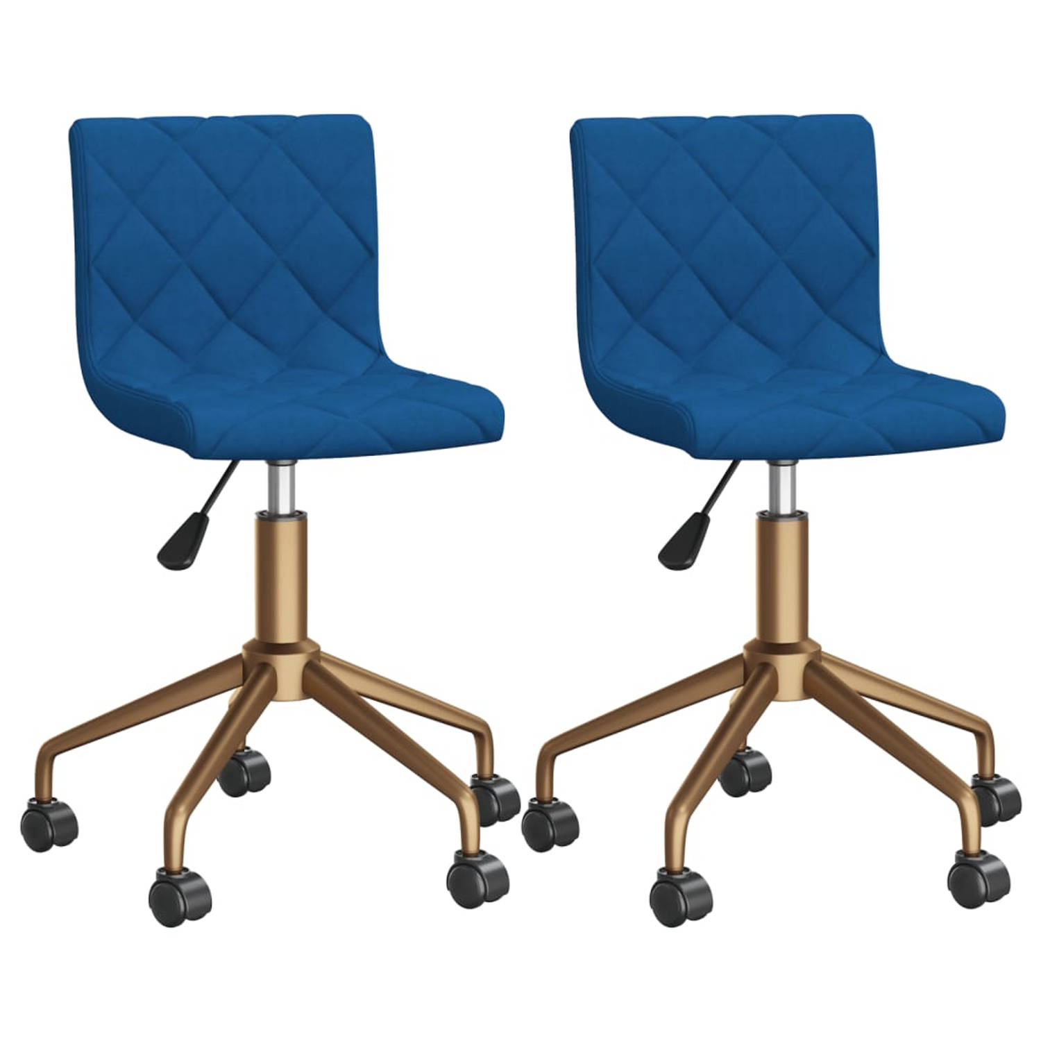 The Living Store Eetkamerstoelen draaibaar 2 st fluweel blauw - Eetkamerstoel