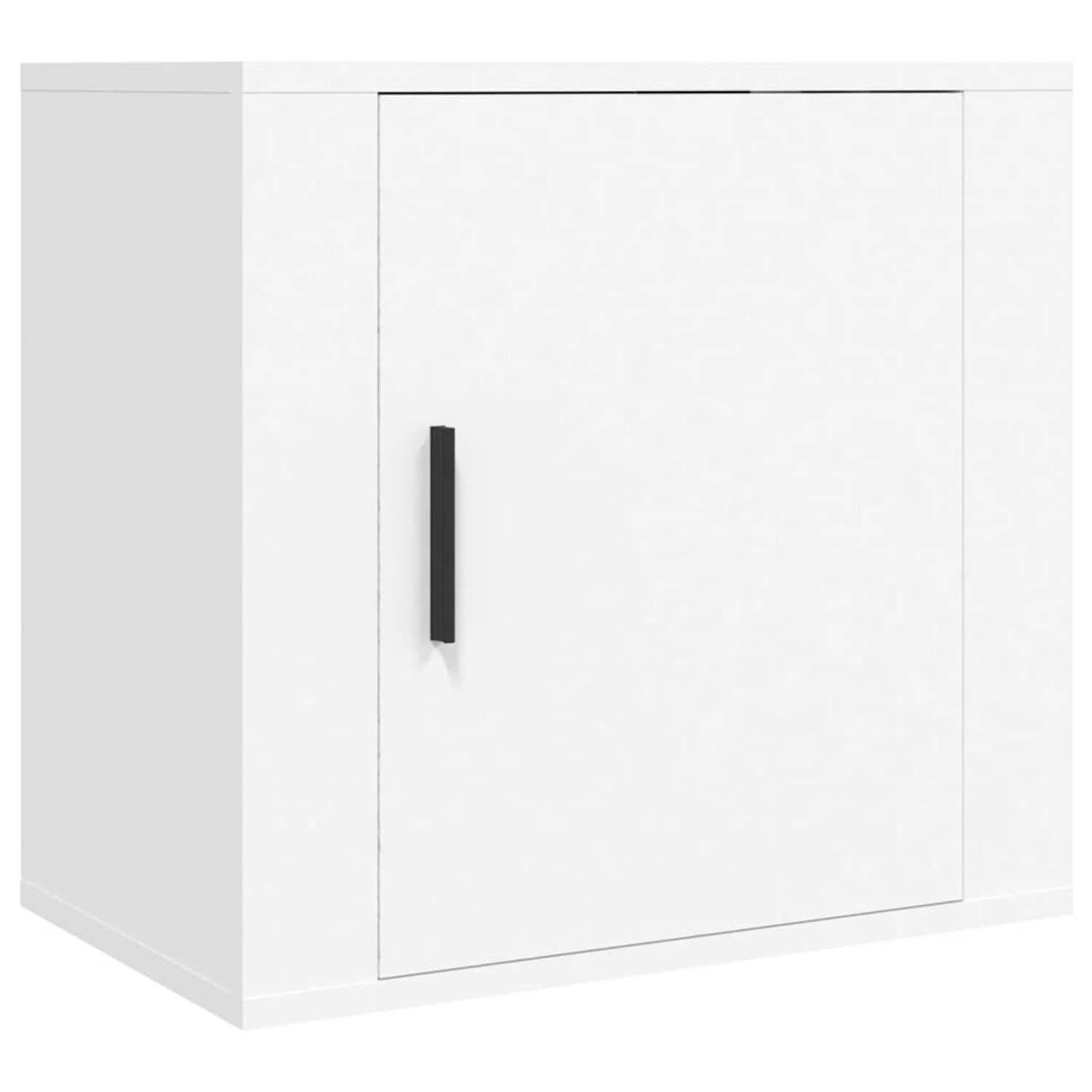 The Living Store Nachtkastje wandgemonteerd 50x30x47 cm wit - Kast