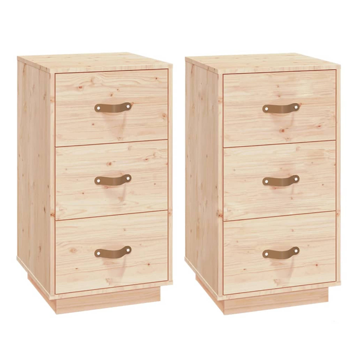 The Living Store Nachtkastjes 2 st 40x40x75 cm massief grenenhout - Kast