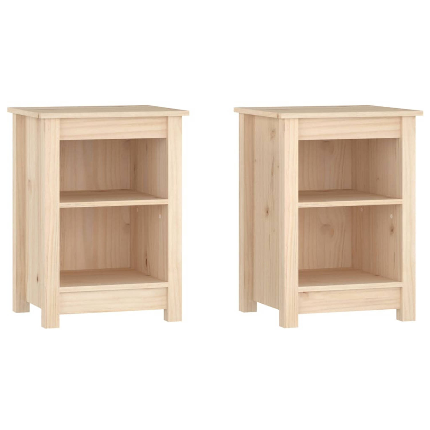 The Living Store Nachtkastjes 2 st 40x35x55 cm massief grenenhout - Kast