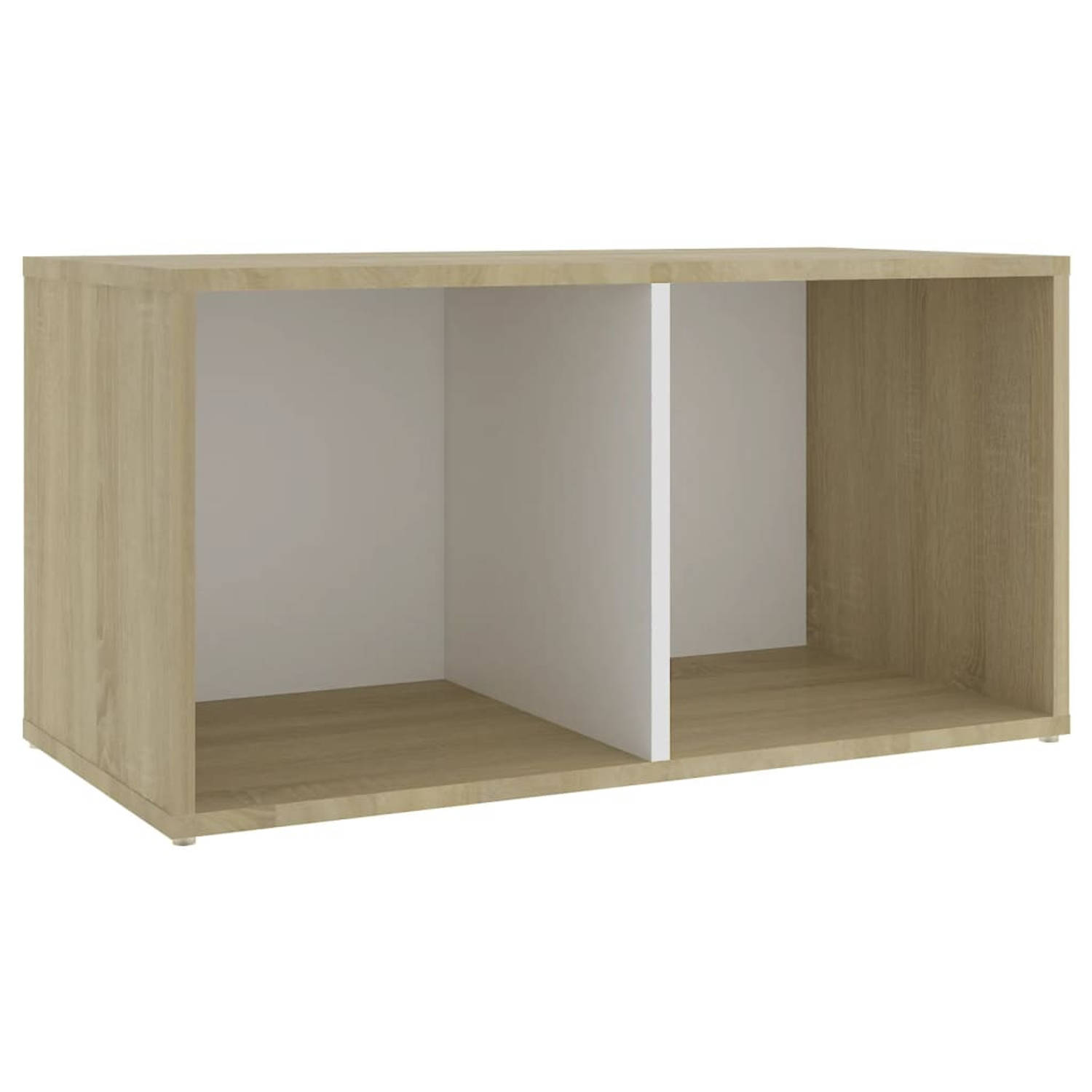 The Living Store Tv-meubel 72x35x36-5 cm spaanplaat wit en sonoma eikenkleurig - Kast