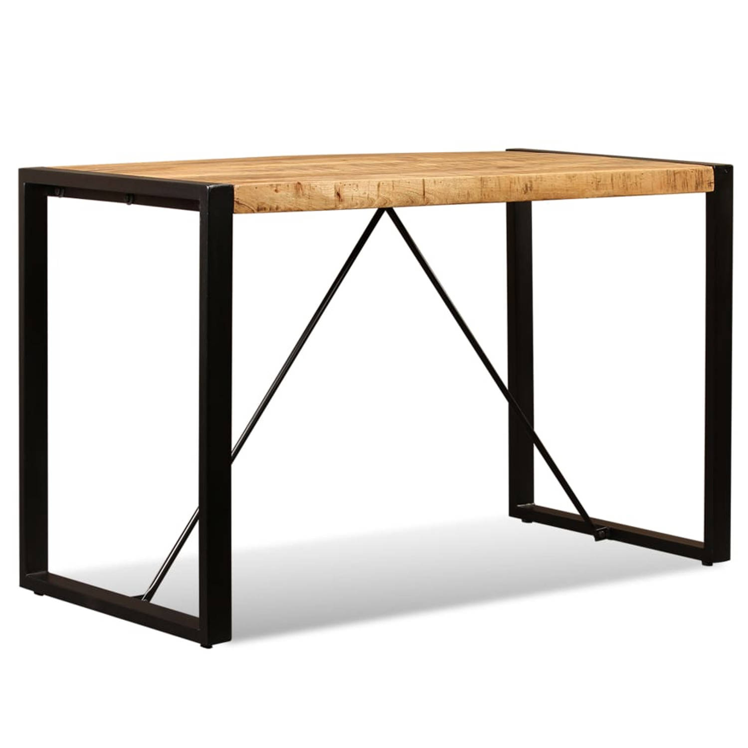 The Living Store Houten Eettafel Industriële Stijl - 120x60x76cm - Ruw Mangohout