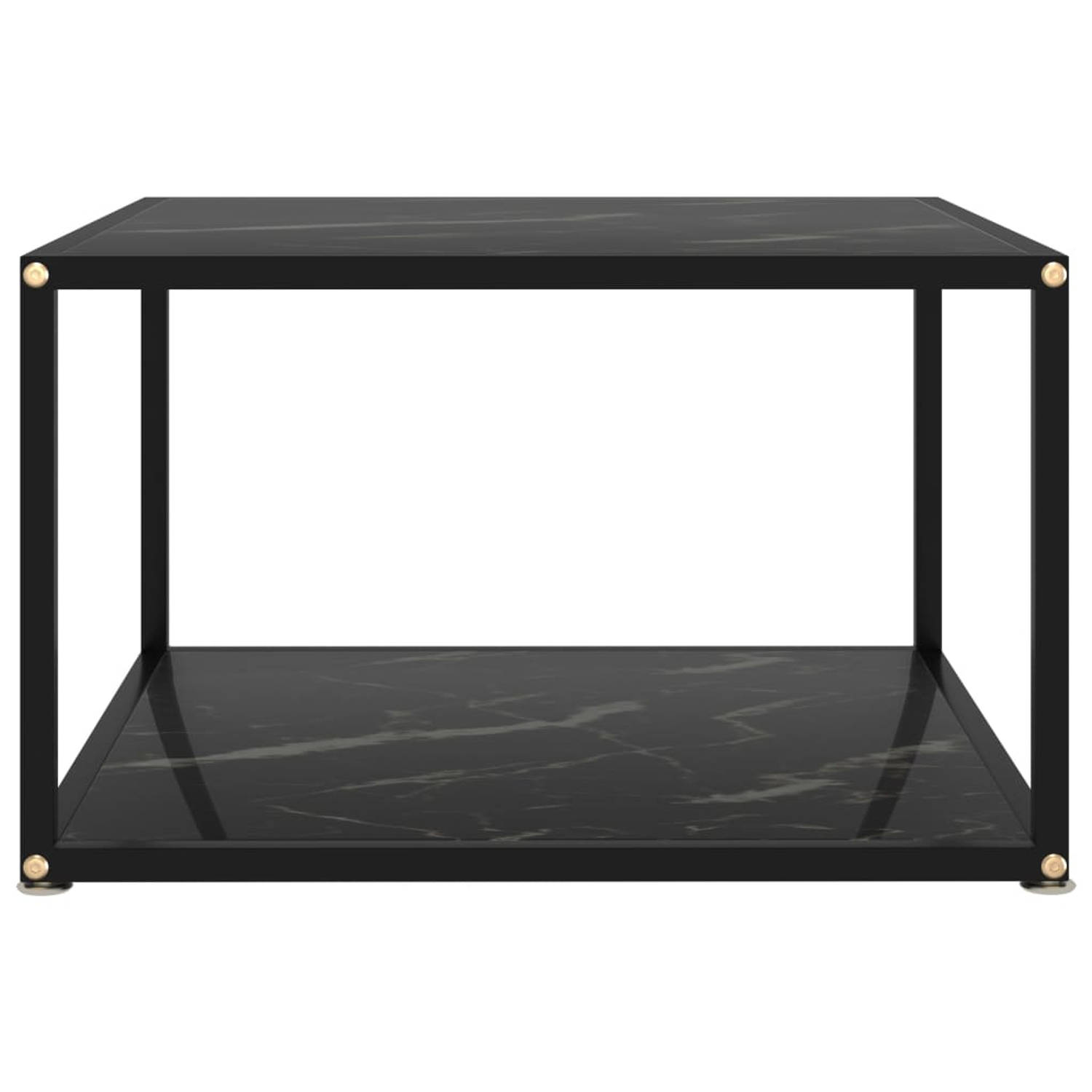 The Living Store Salontafel 60x60x35 cm gehard glas zwart - Tafel