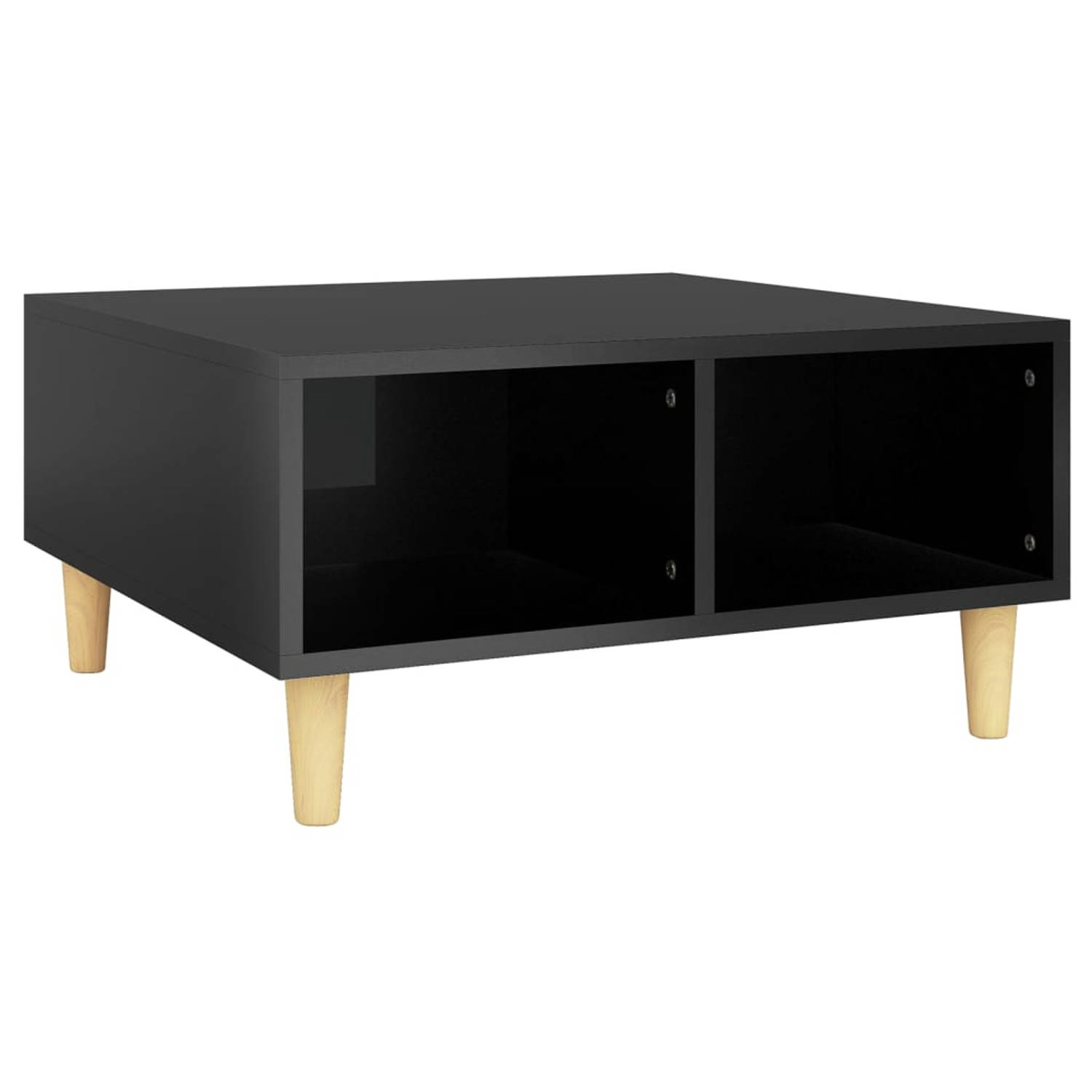 The Living Store Salontafel 60x60x30 cm spaanplaat hoogglans zwart - Tafel