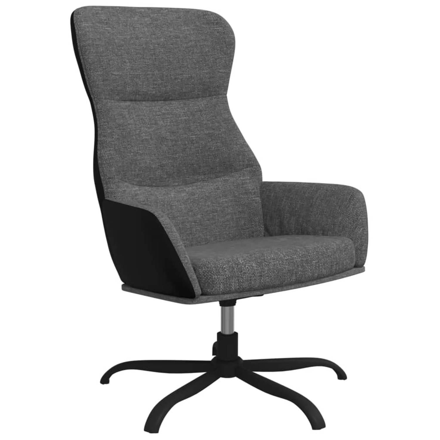 The Living Store Fauteuil - Comfortabel zitmeubel - Lichtgrijs - Polyester/Kunstleer - 70 x 77 x 94 cm